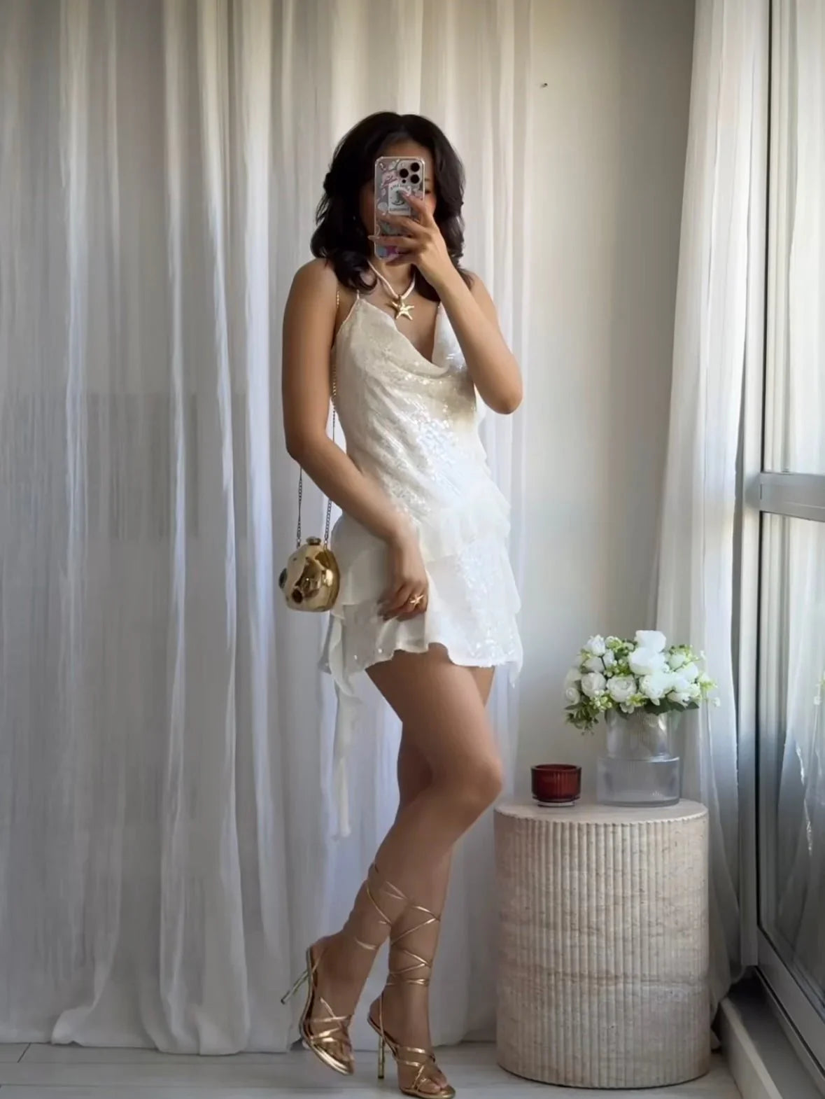 Adeline | Mini-Robe D'Été à Sequins Sans Manches pour Femmes