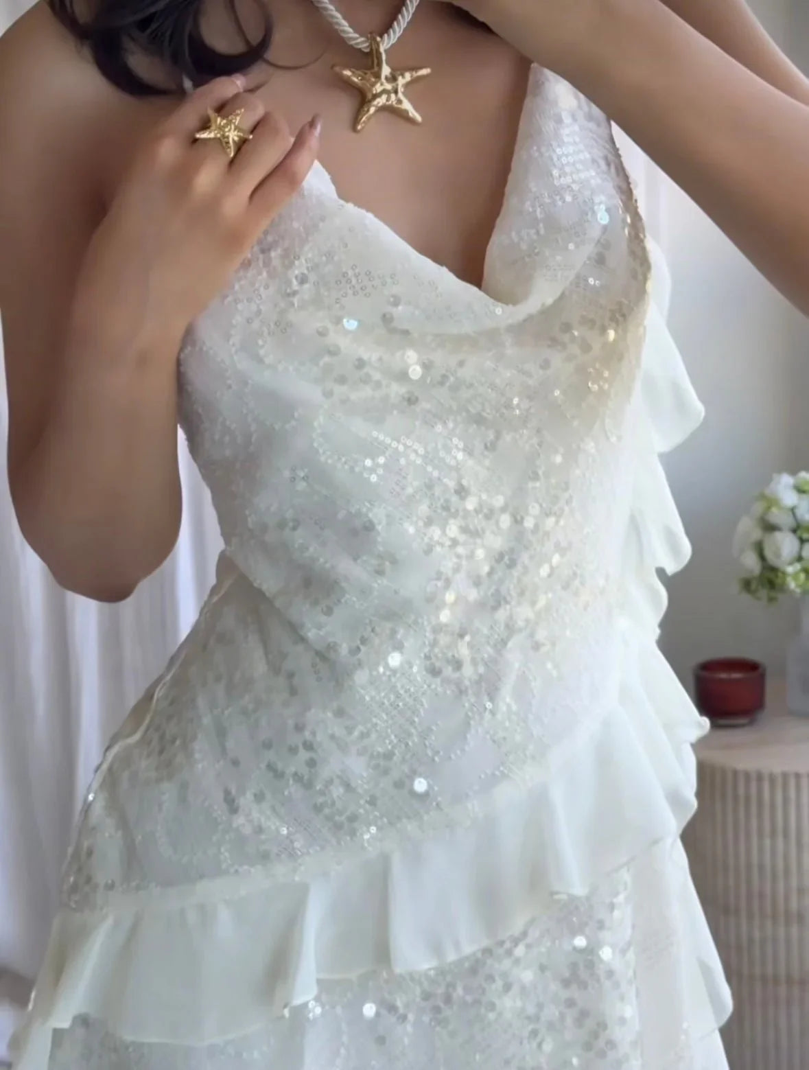 Adeline | Mini-Robe D'Été à Sequins Sans Manches pour Femmes