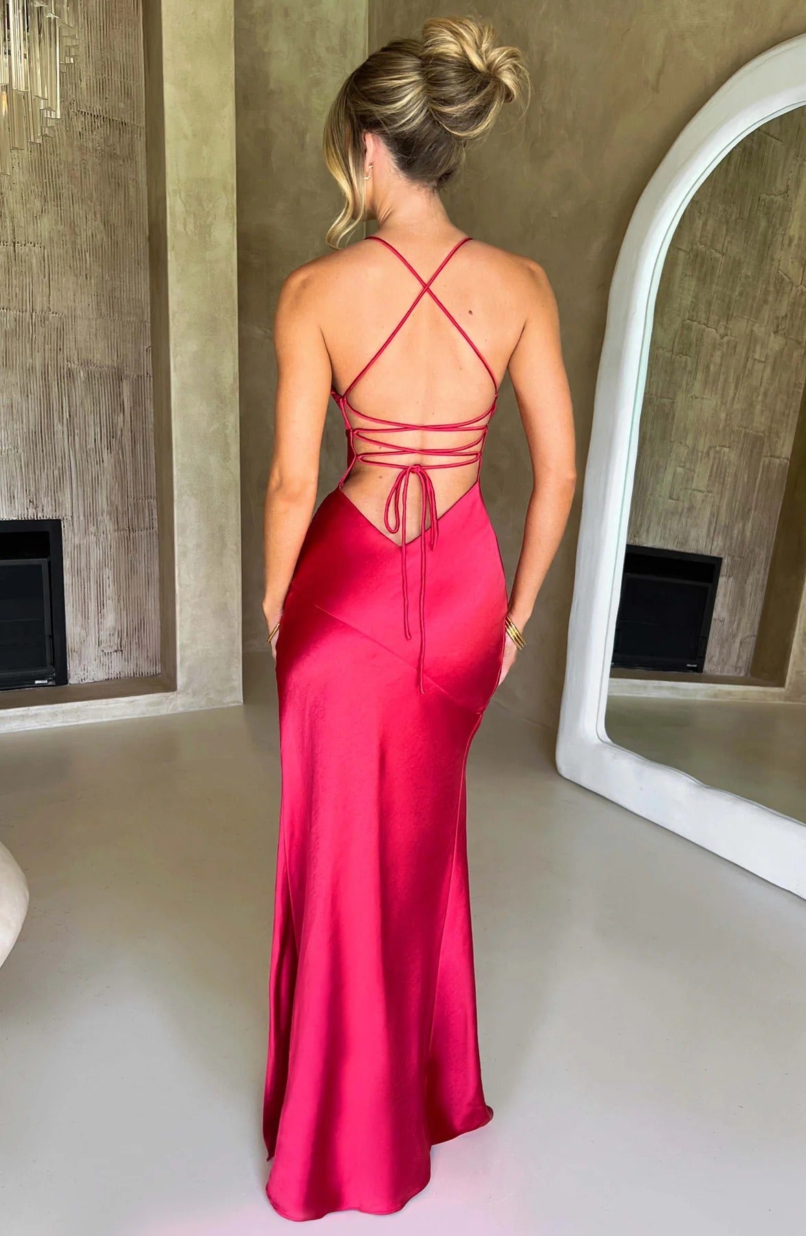 Adriana | Robe Longue en Soie Fendue Sans Manches de Mariage pour Femme