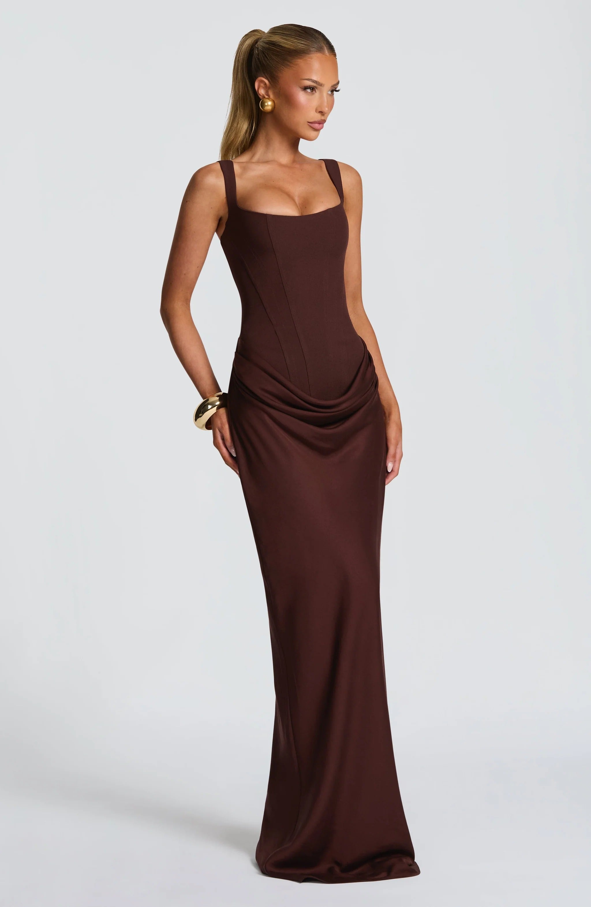 Alina | Robe de Cocktail Longue Corset Moulante Sans Manches pour Femme