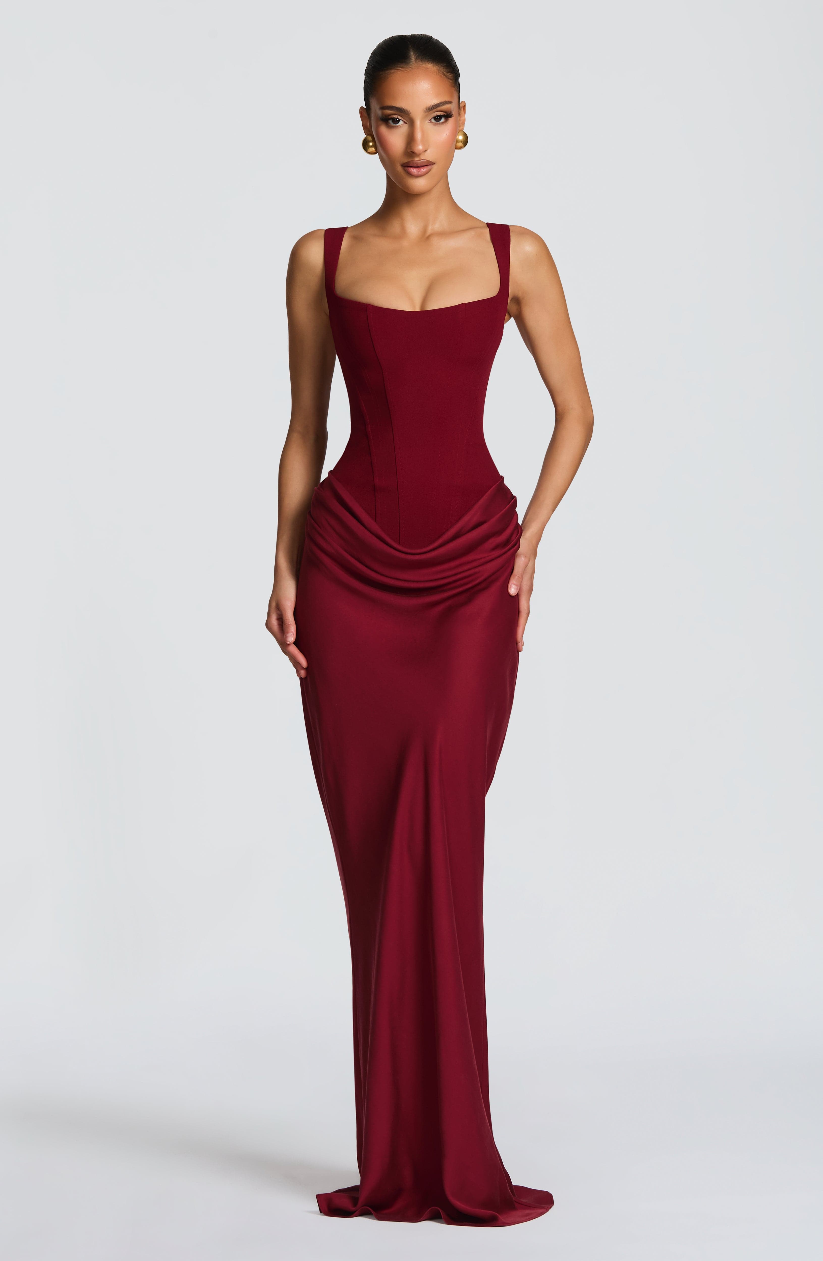 Alina | Robe de Cocktail Longue Corset Moulante Sans Manches pour Femme