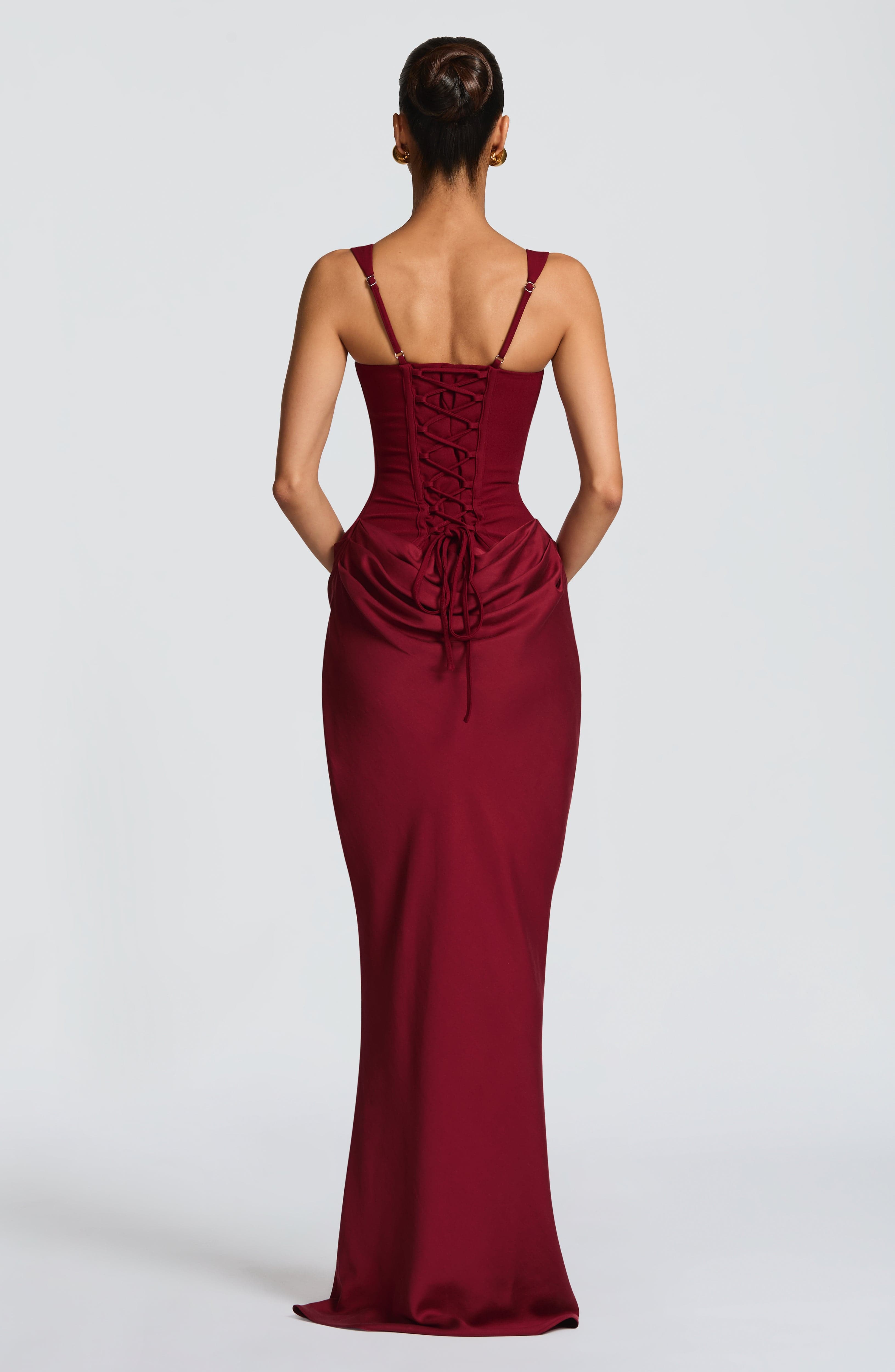 Alina | Robe de Cocktail Longue Corset Moulante Sans Manches pour Femme