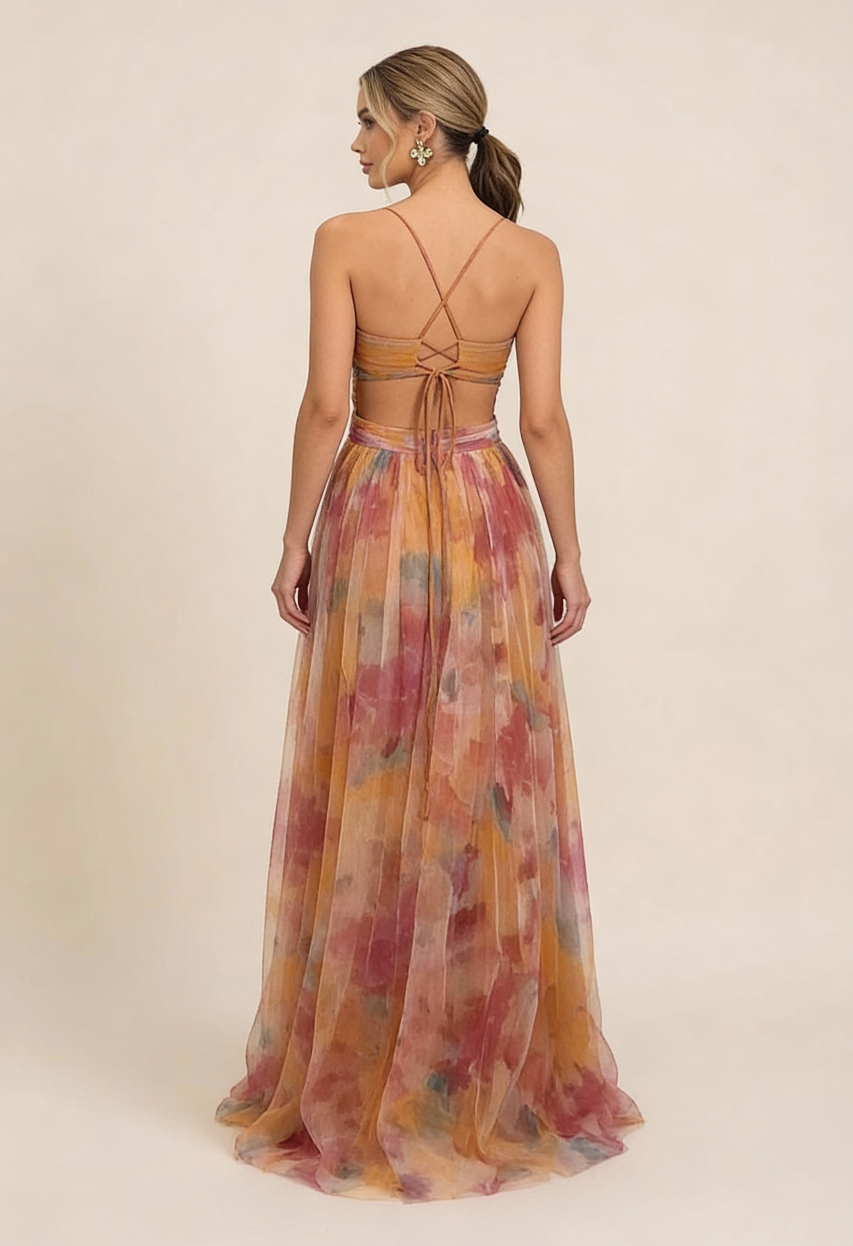 Angela | Robe D'Invitée de Mariage Longue Romantique Sans Manches pour Femme