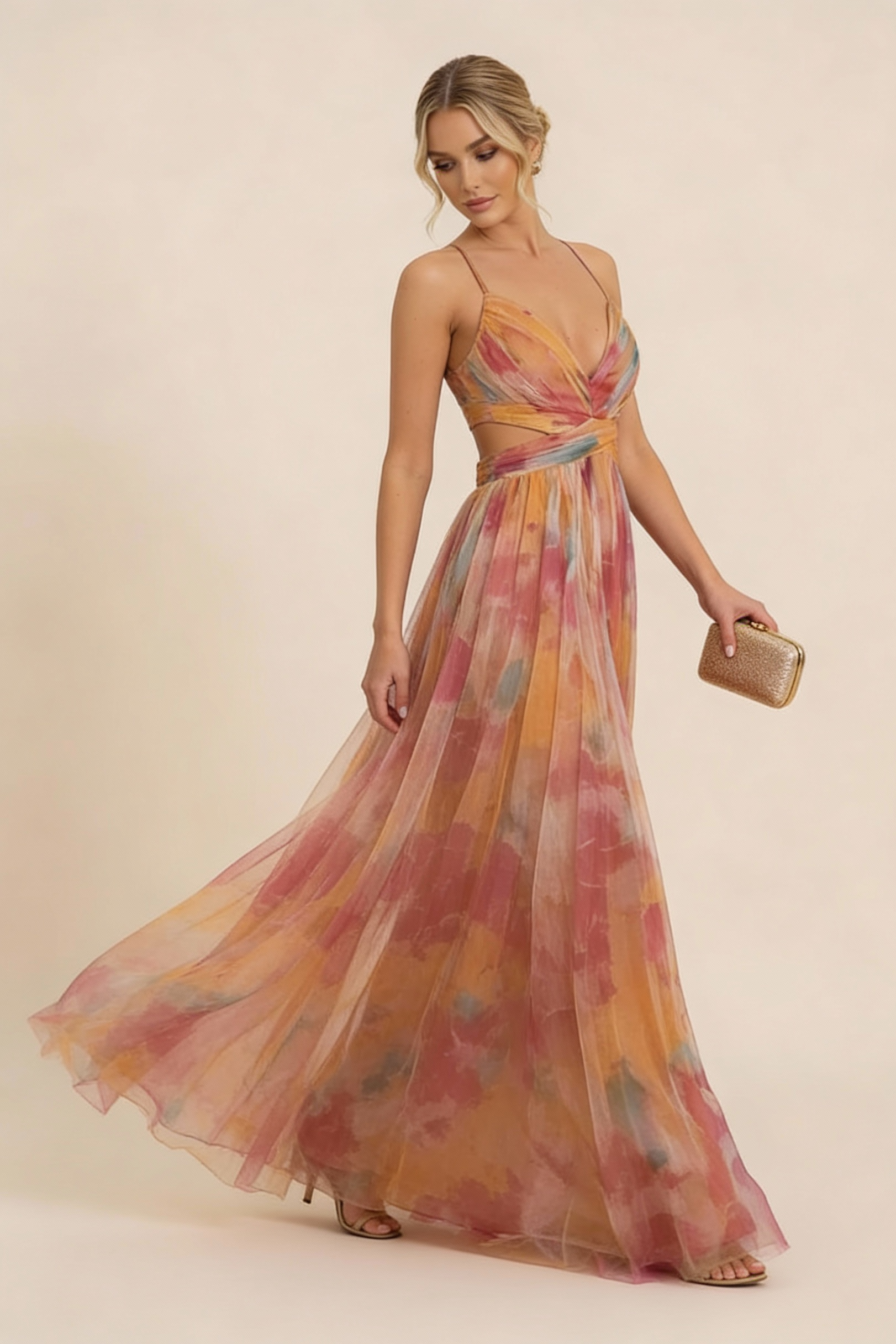 Angela | Robe D'Invitée de Mariage Longue Romantique Sans Manches pour Femme