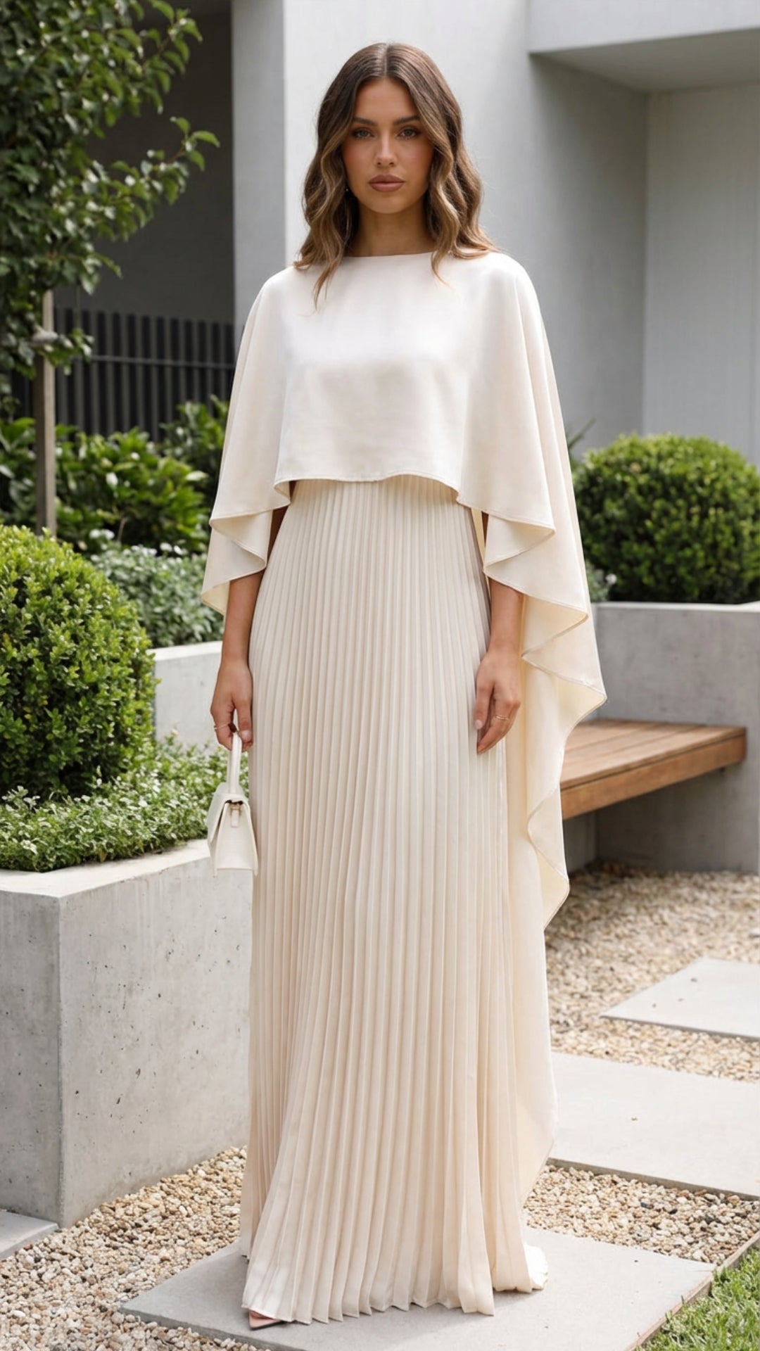 Aniya | Robe Longue à Manches Cape pour Invitée de Mariage