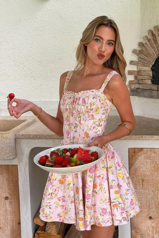 Avalynn | Mini Robe D'Été Fleurie Sans Manches pour Femme