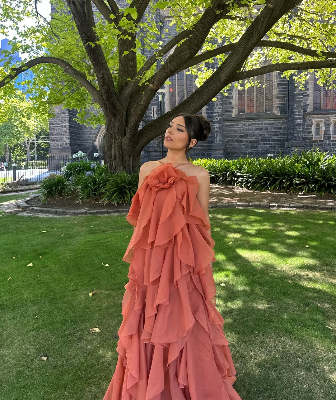 Bellina | Robe Longue de Bal à Volants Superposés Sans Manches