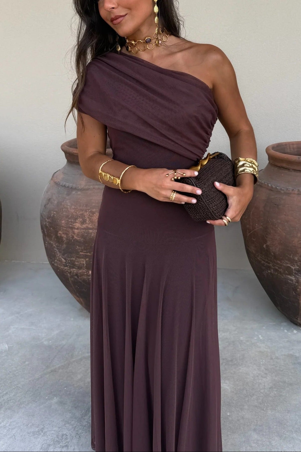 Brittany | Robe D'Été Maxi en Maille à une Épaule pour Femmes