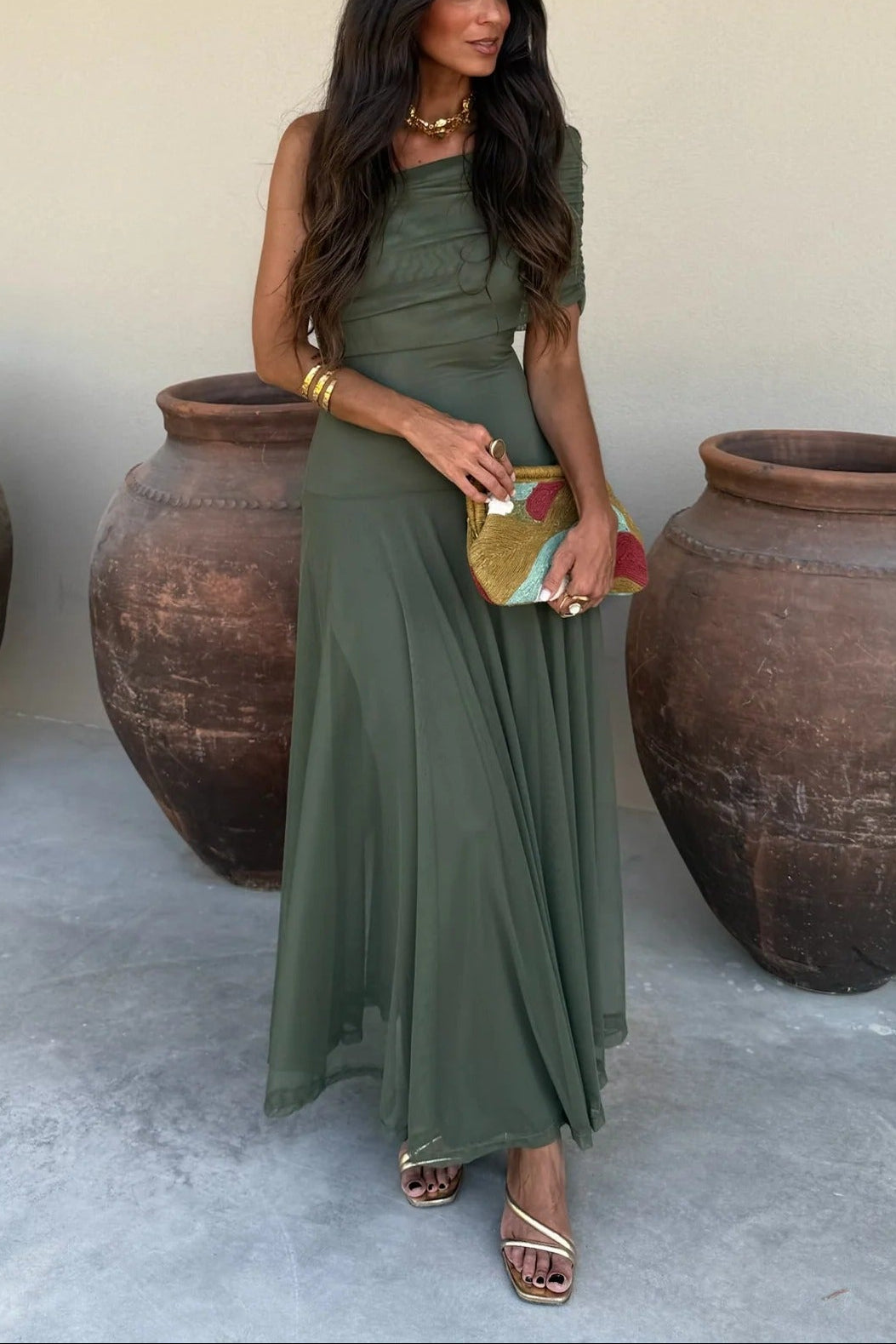 Brittany | Robe D'Été Maxi en Maille à une Épaule pour Femmes