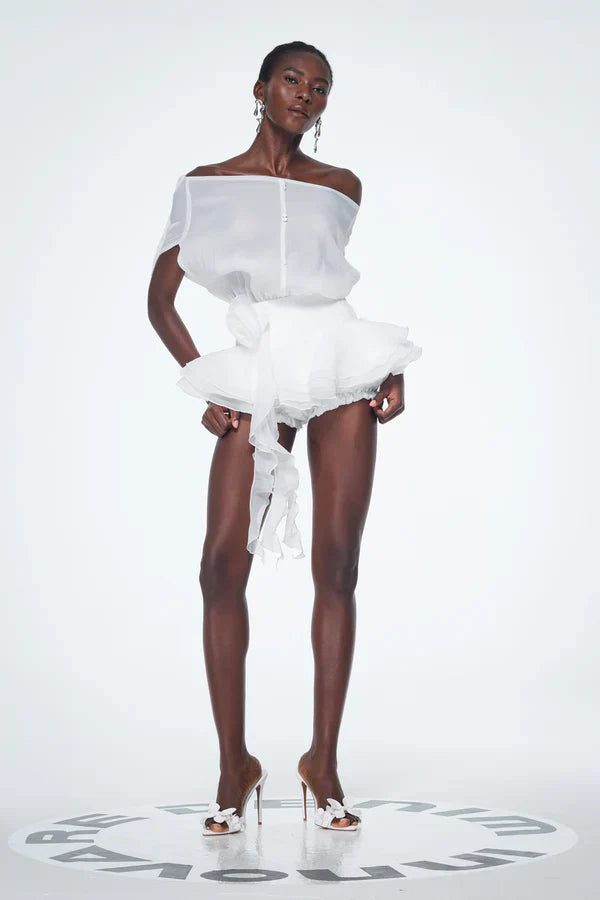 Brixton | Robe de Cocktail Courte Épaules Dénudées à Fleurs et Volants pour Femme