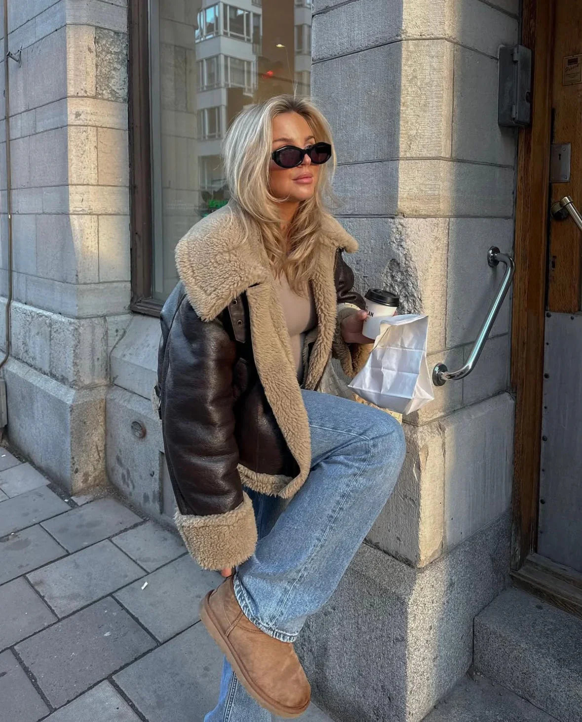 Brooklyn | Veste Aviateur en Similicuir pour Femmes