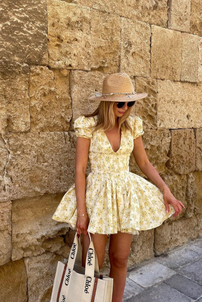 Bryanna | Robe D'Été Mini à Col en V Fleurie pour Femme