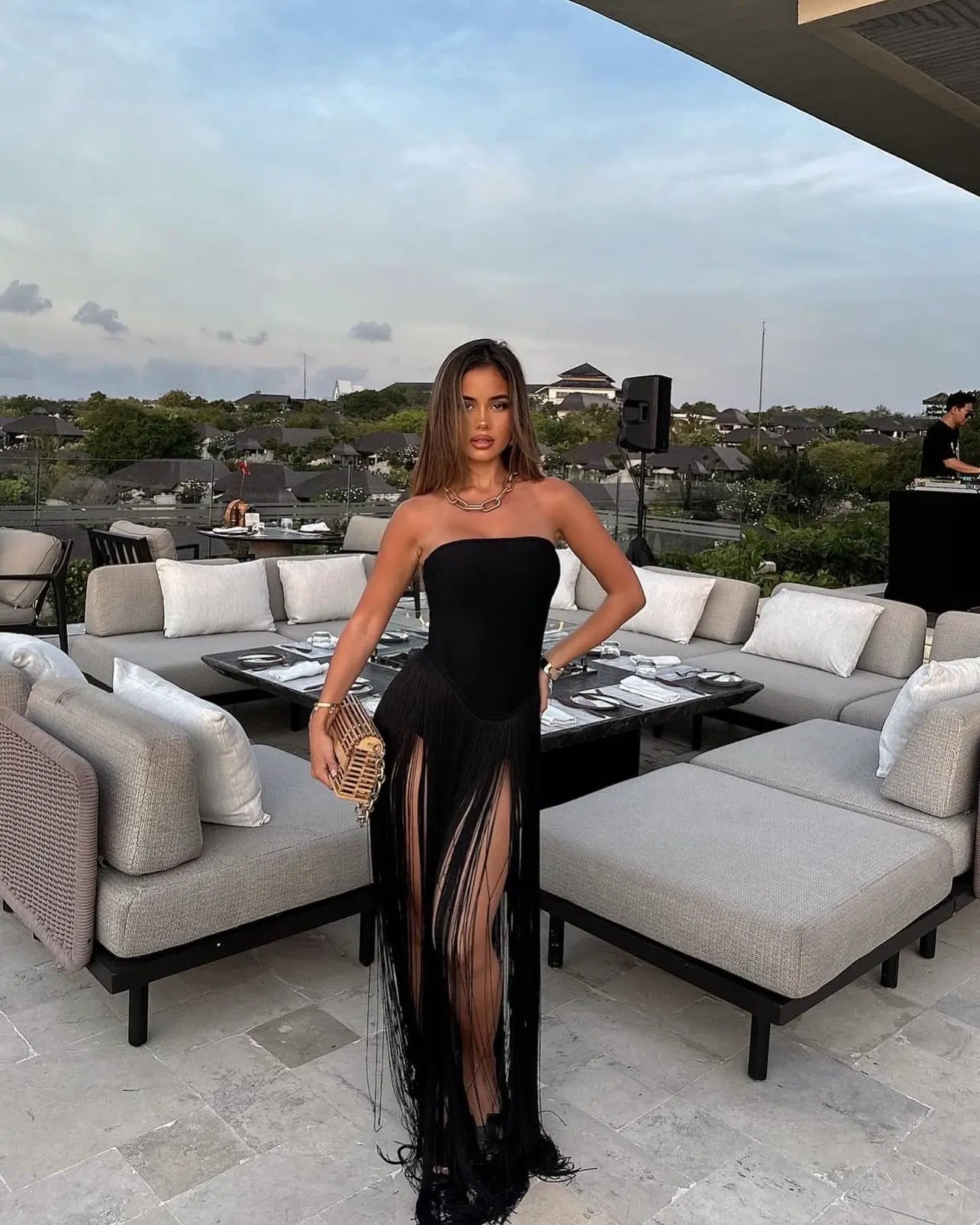 Brynn | Robe D'Été Bustier Bandage à Panneaux de Franges pour Femme