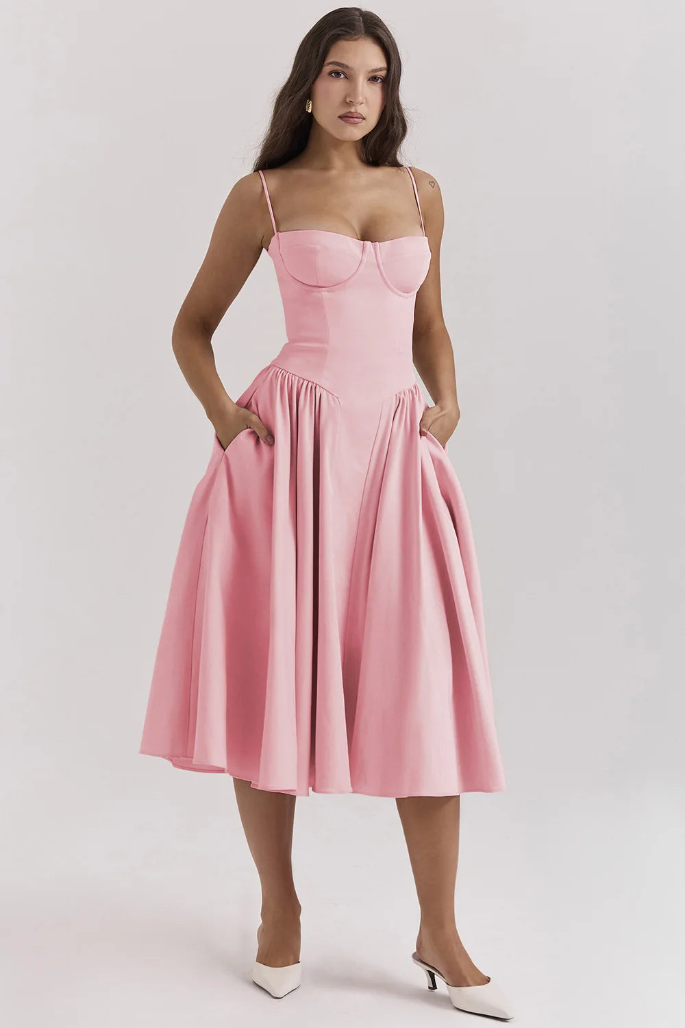 Calliope | Robe Midi Structurée Sans Manches pour L'Été
