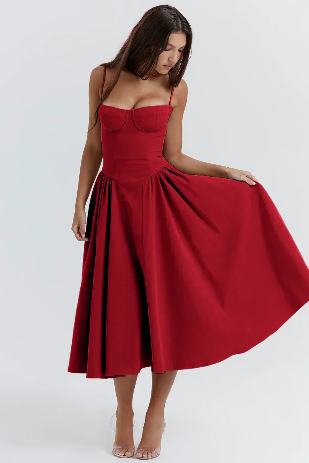 Calliope | Robe Midi Structurée Sans Manches pour L'Été