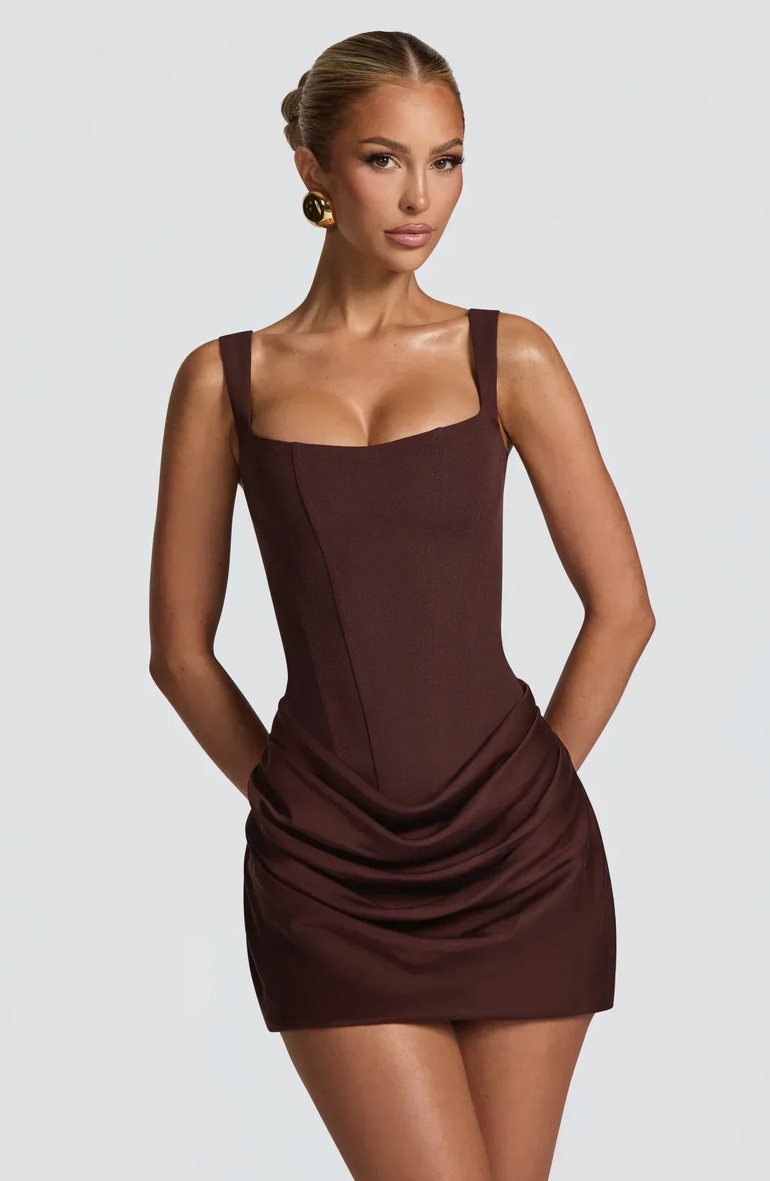 Courtney | Robe Mini Corset Drapée Sans Manches pour Femme