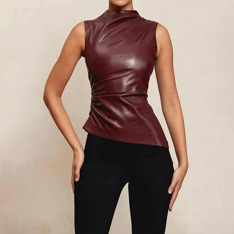 Donna | Haut Sans Manches en Cuir Vegan pour Femme