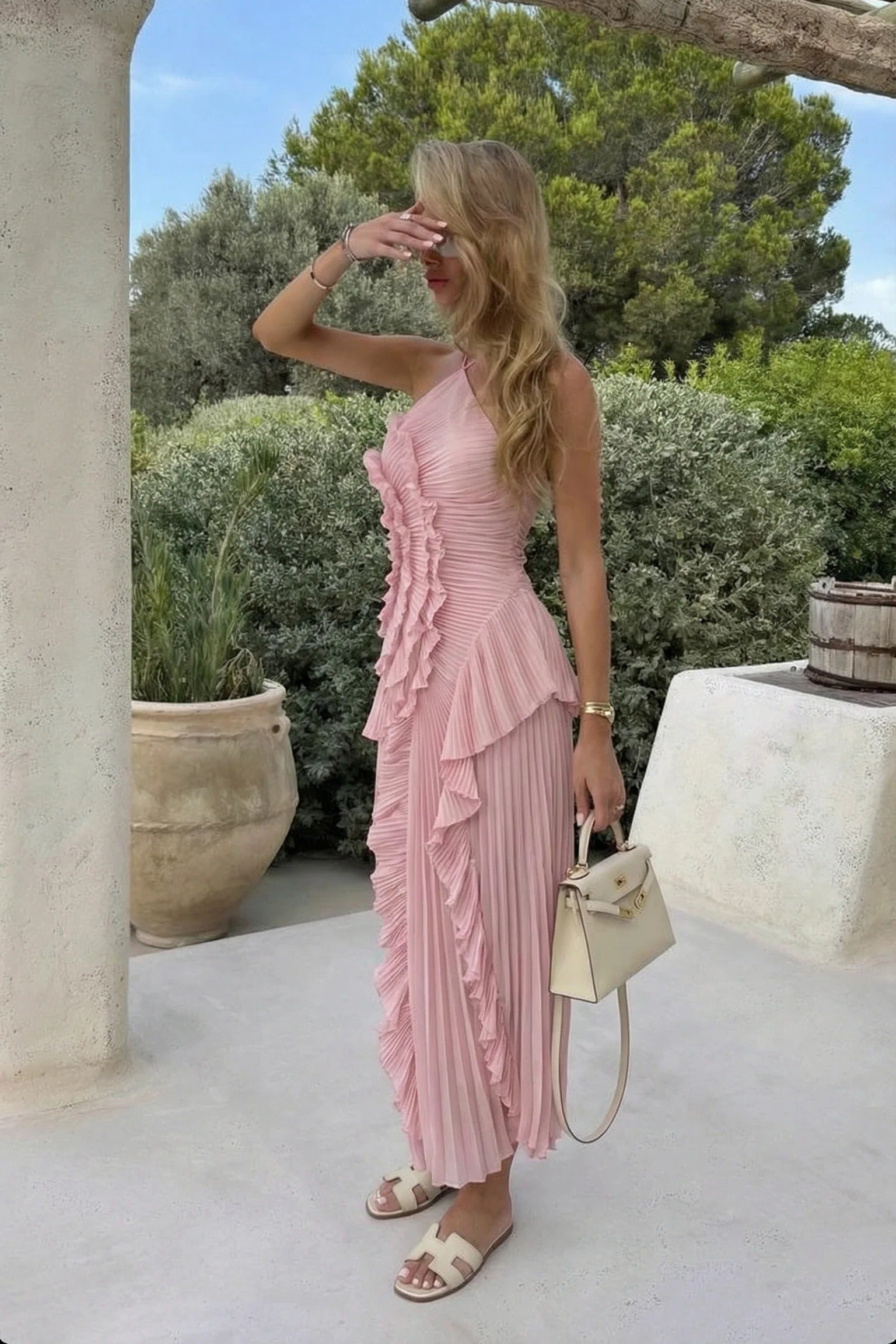 Eliza | Robe Longue D'Invitée de Mariage à Volants Plissés pour Femme