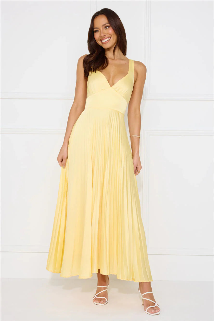Erica | Robe Longue Plissée Sans Manches pour Invitée de Mariage