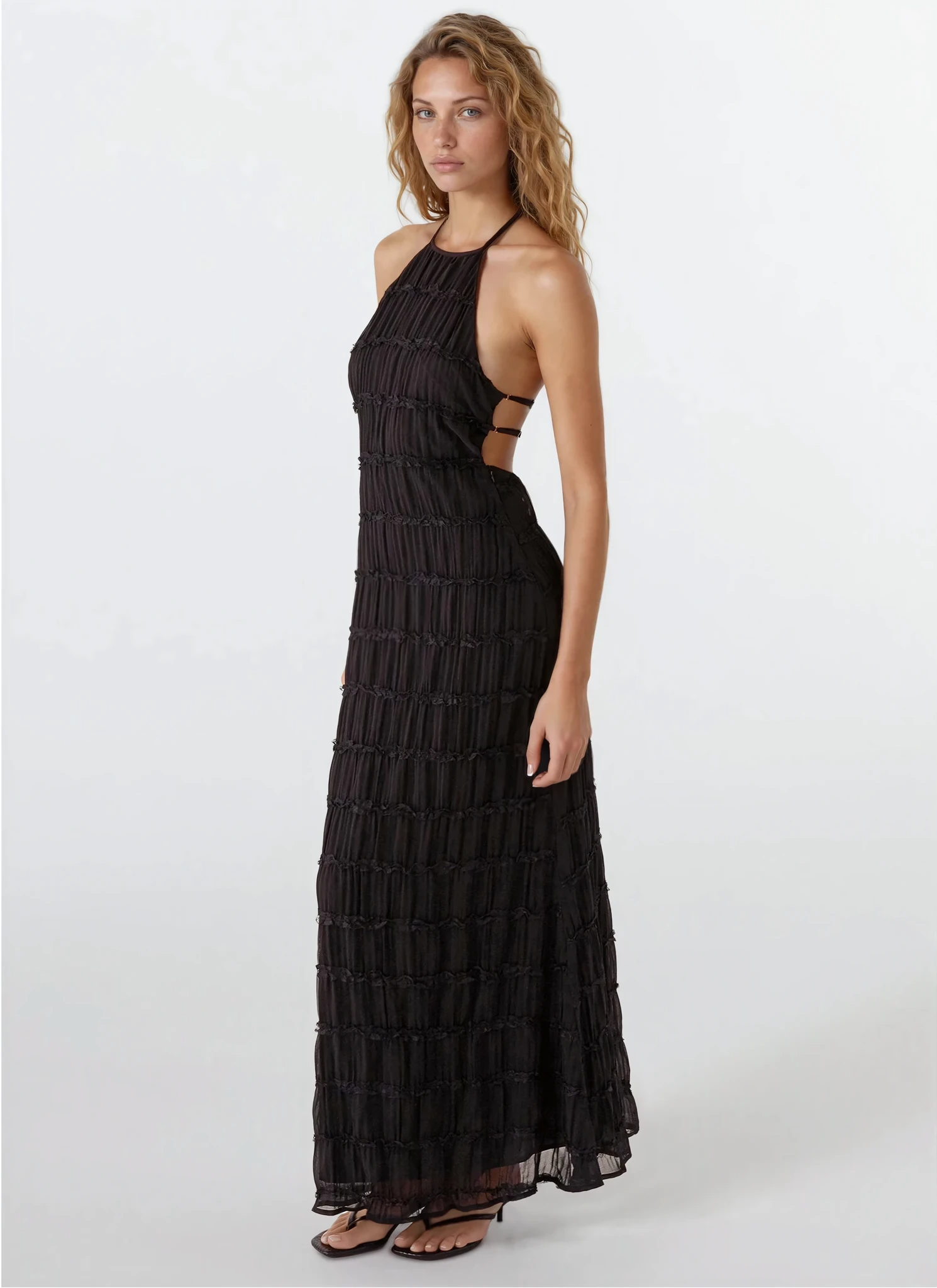Greta | Robe Longue D'Été dos Nu à Texture Sculptée pour Femmes