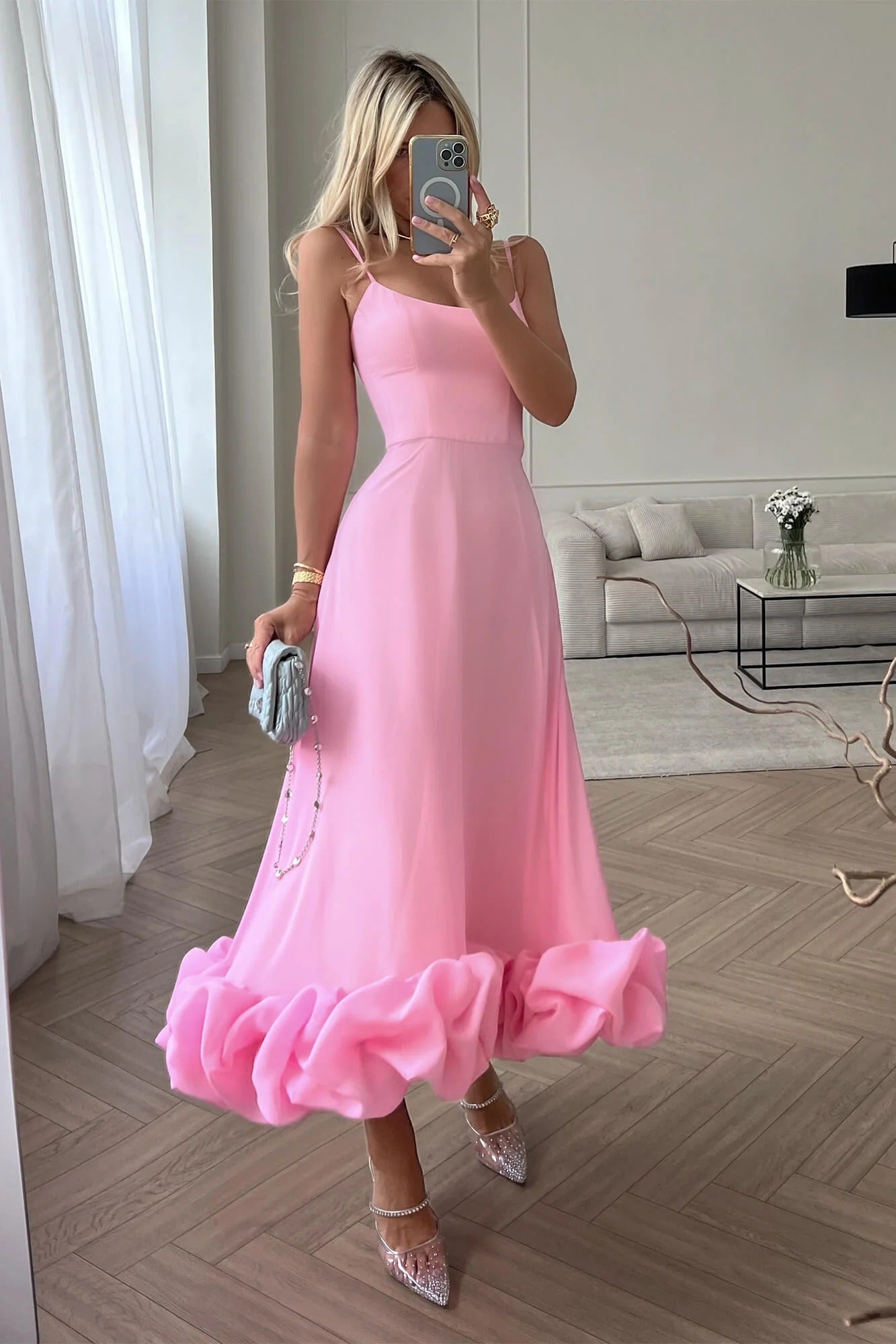 Heather | Robe de Bal Midi Évasée Sans Manches pour Femme