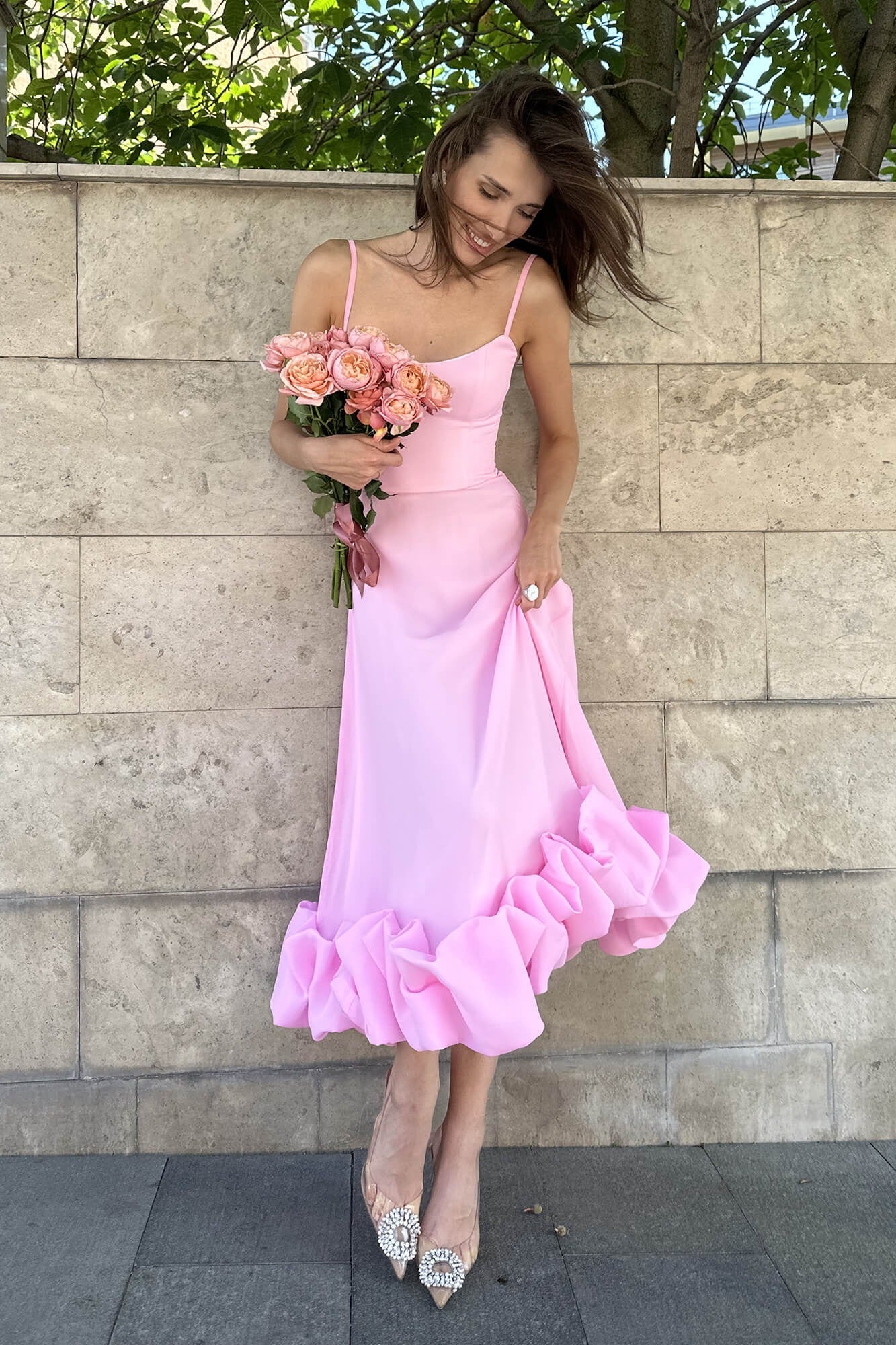 Heather | Robe de Bal Midi Évasée Sans Manches pour Femme