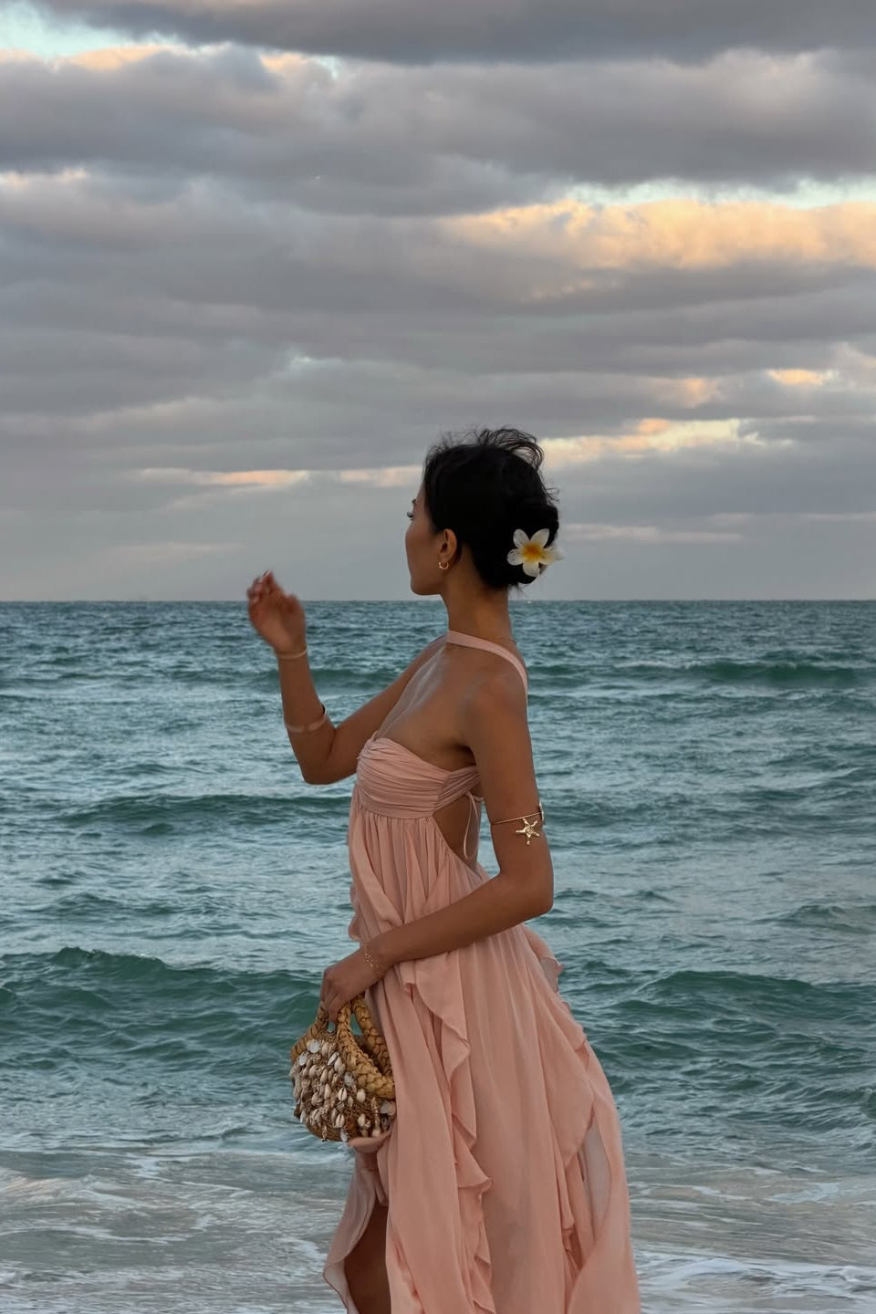 Imogen | Robe Maxi Bustier à Volants pour Invitée de Mariage