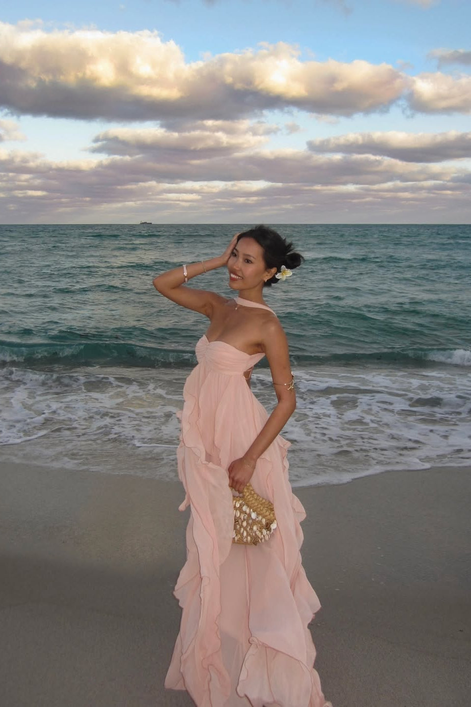 Imogen | Robe Maxi Bustier à Volants pour Invitée de Mariage