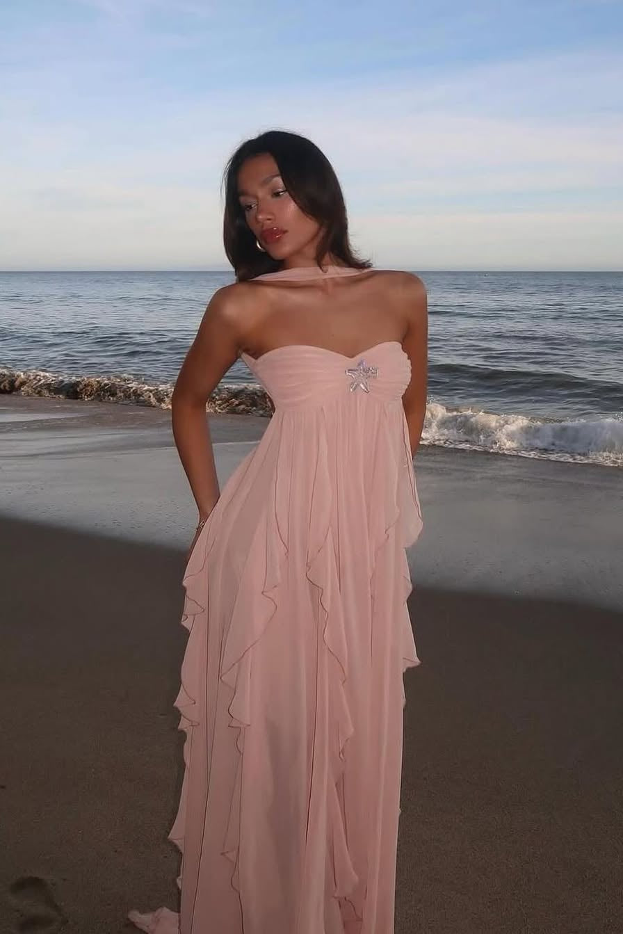 Imogen | Robe Maxi Bustier à Volants pour Invitée de Mariage