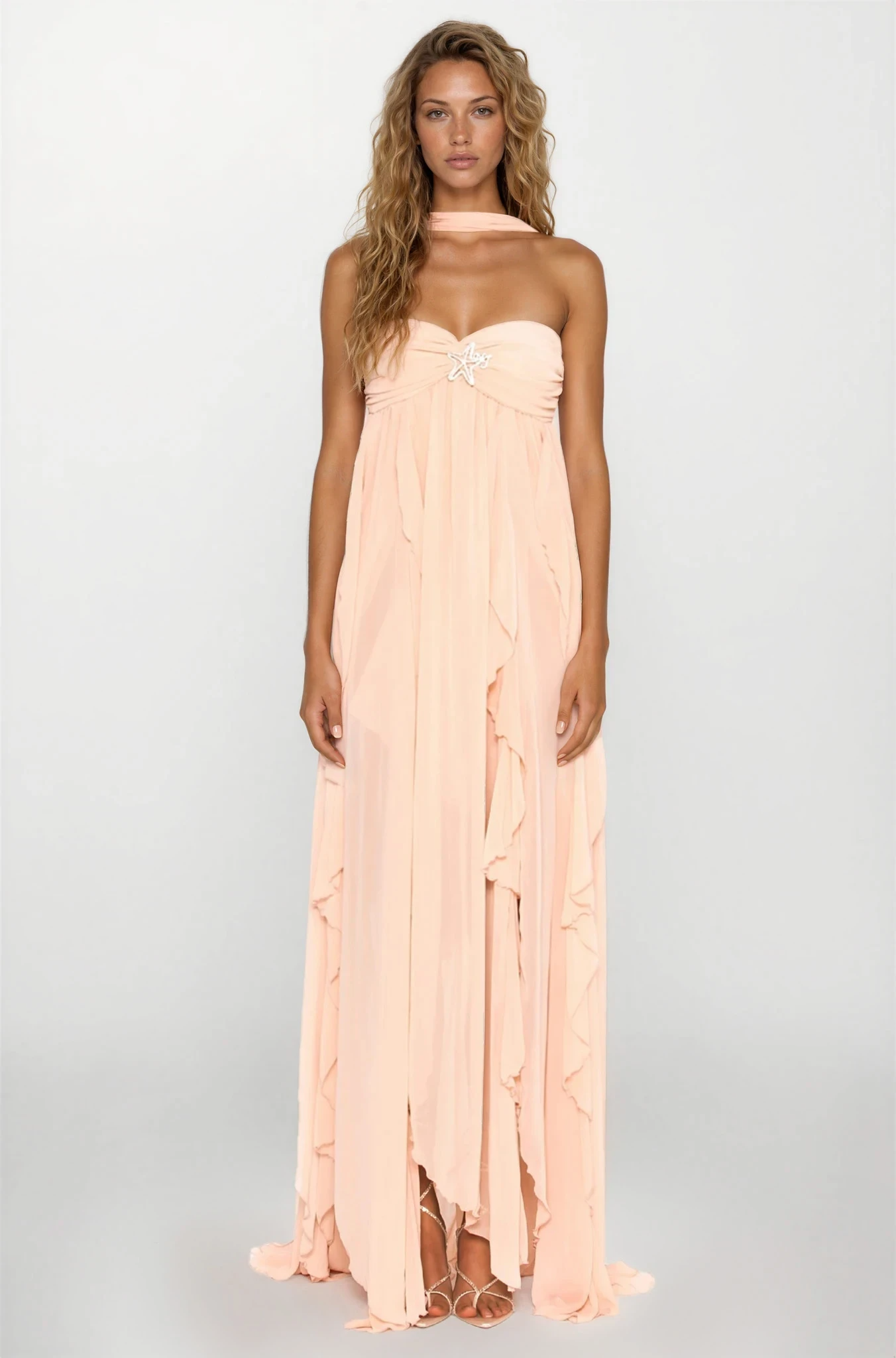 Imogen | Robe Maxi Bustier à Volants pour Invitée de Mariage