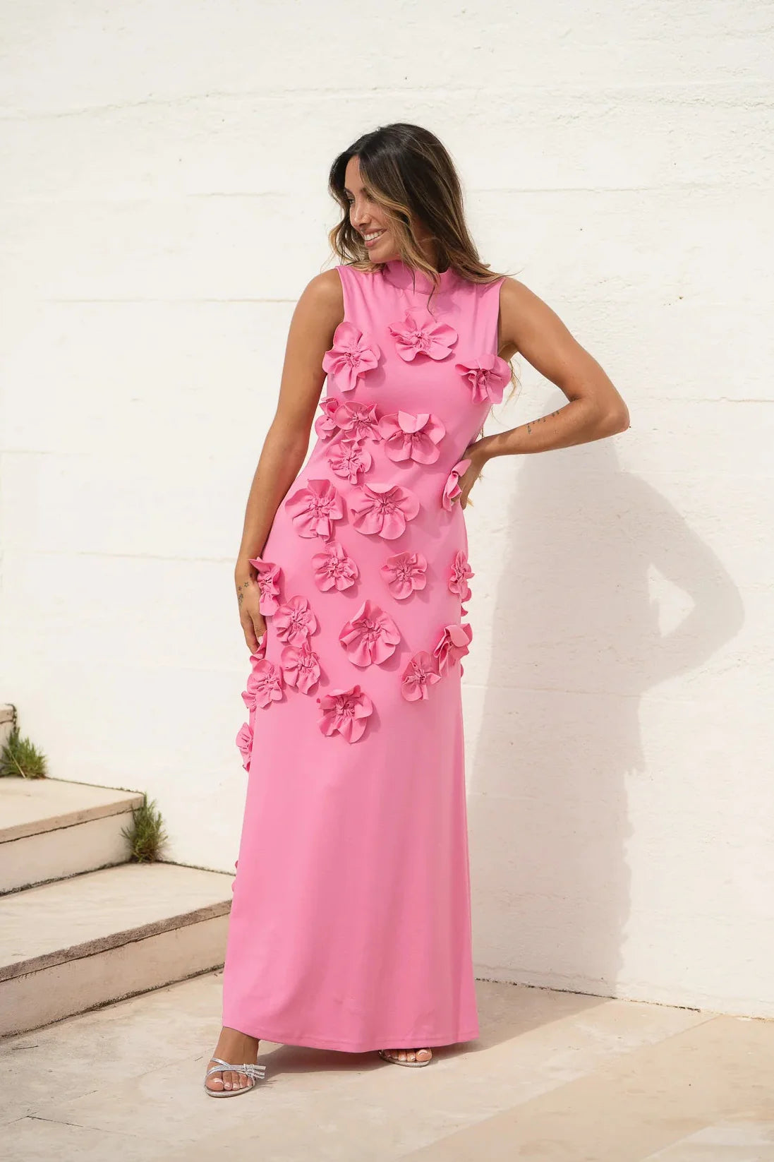 Janelle | Robe Longue Fleurie Sans Manches pour Invitée de Mariage Femme