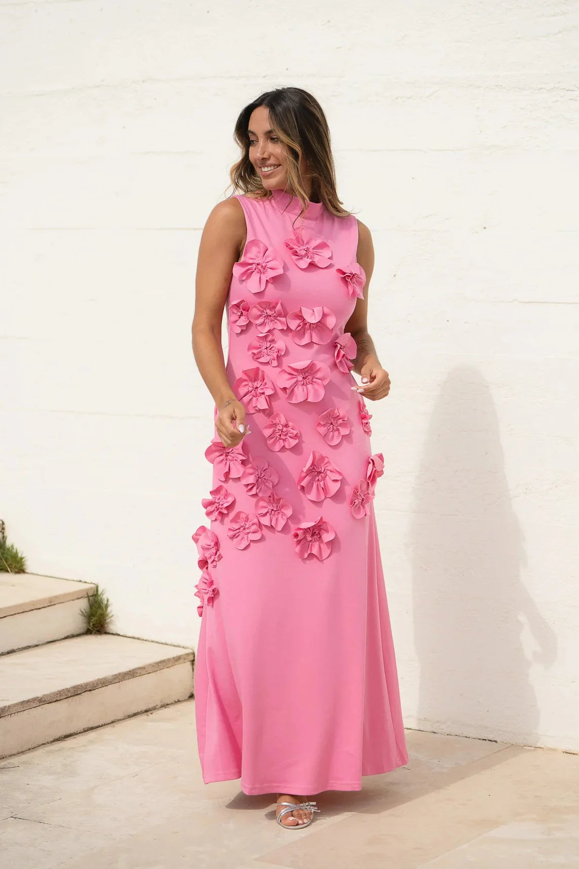 Janelle | Robe Longue Fleurie Sans Manches pour Invitée de Mariage Femme