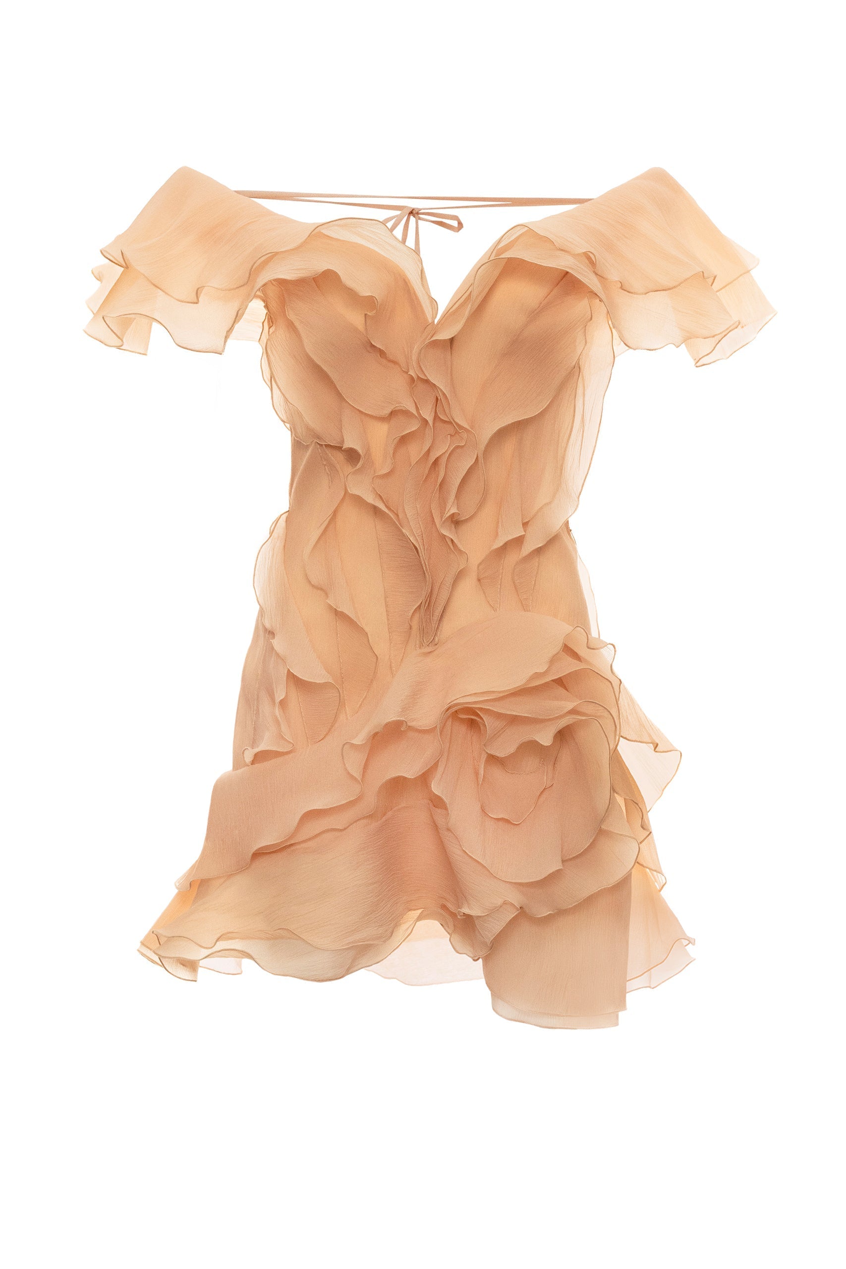 Jazlyn | Robe D'Été Courte à Col en V, Épaules Dénudées et Volants