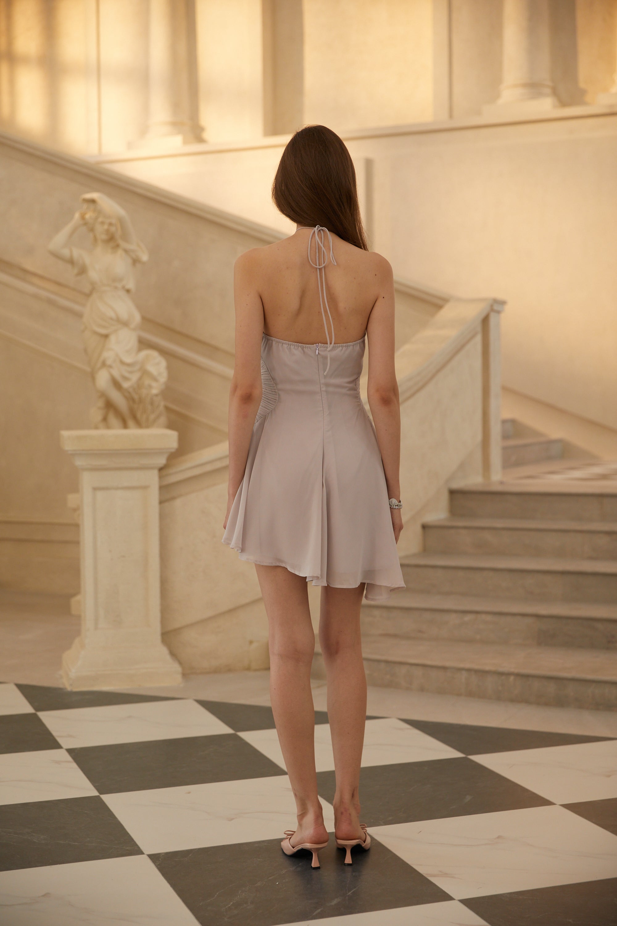 Katerina | Robe Cocktail D'Été Courte Plissée à Volants pour Femme