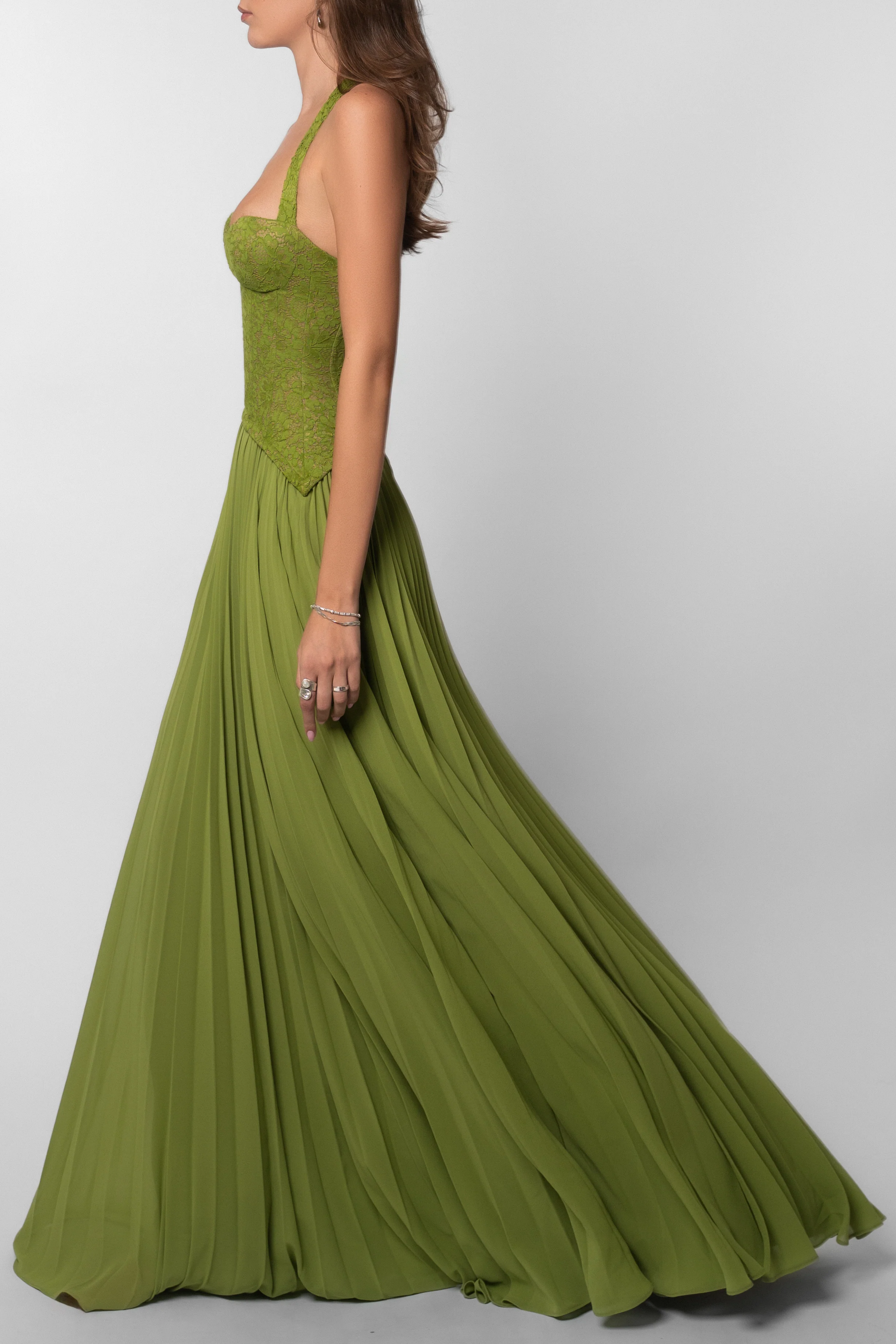 Kenley | Robe Longue Corselet Plissée pour Invitée de Mariage