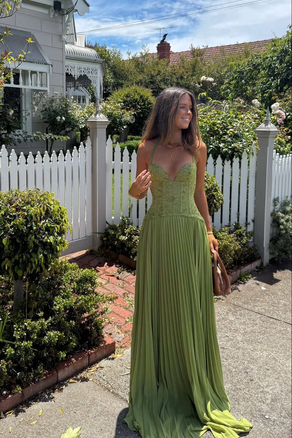 Kenley | Robe Longue Corselet Plissée pour Invitée de Mariage