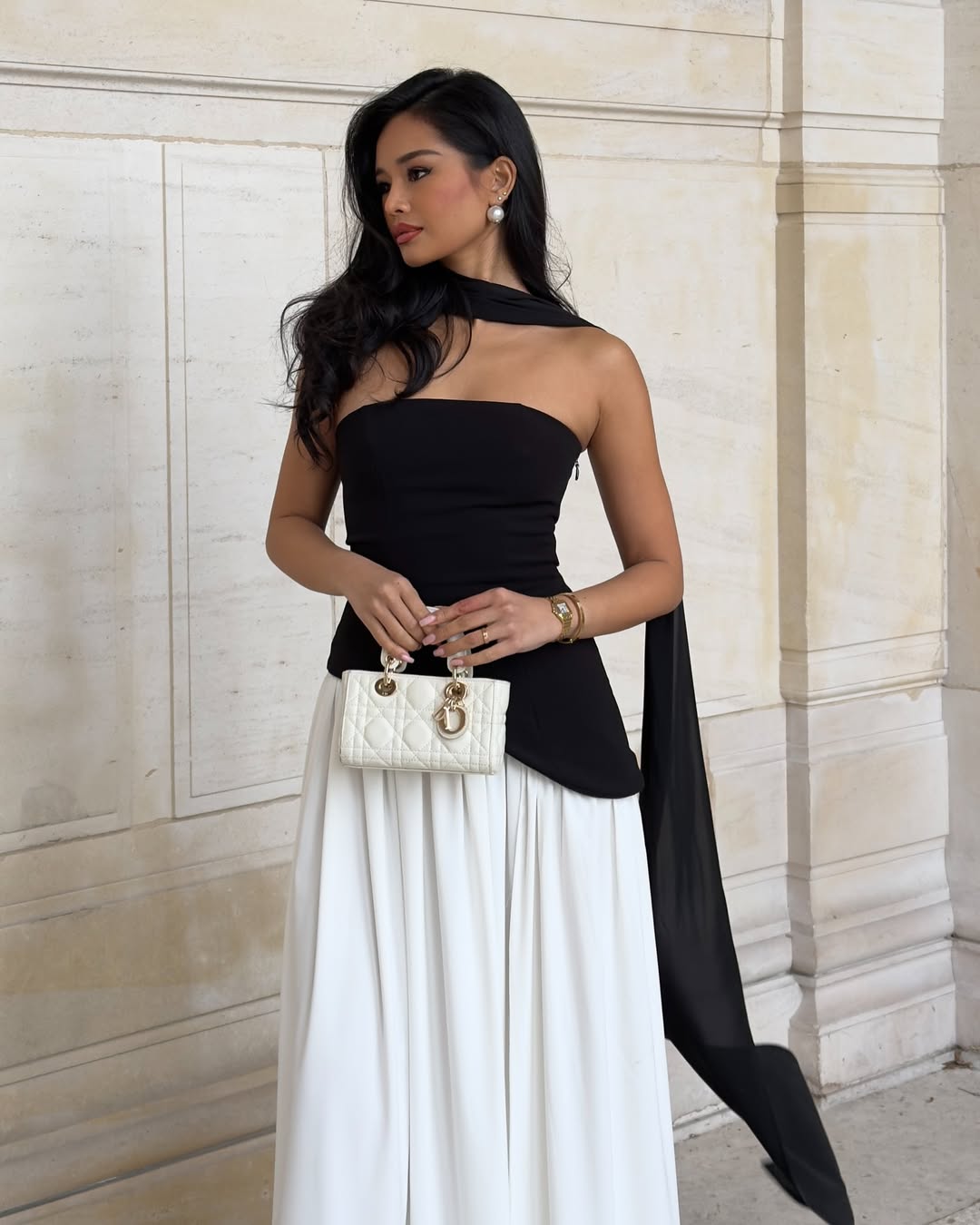 Lucinda | Robe Longue Bustier Avec Écharpe pour Invitée de Mariage