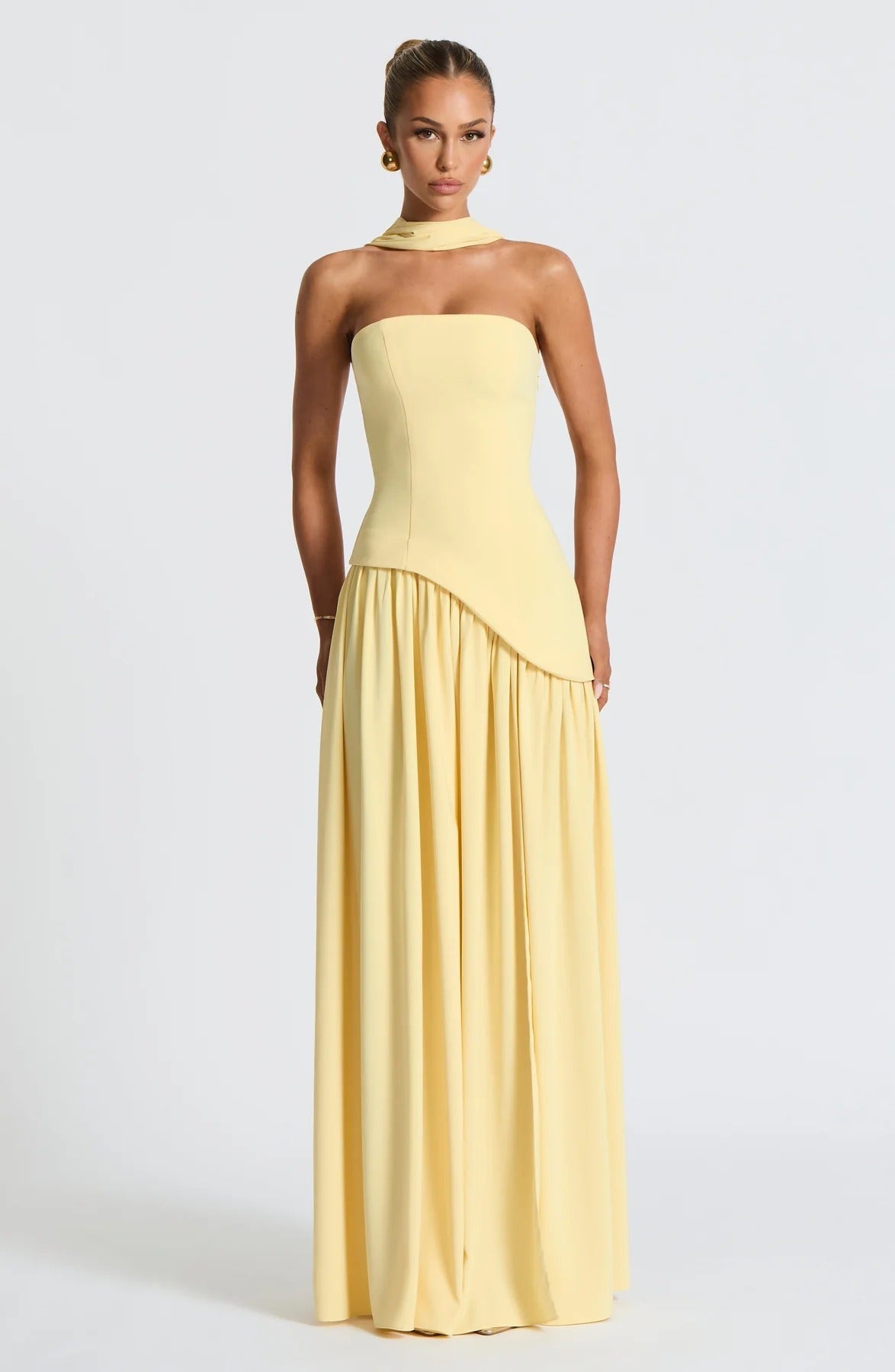 Lucinda | Robe Longue Bustier Avec Écharpe pour Invitée de Mariage