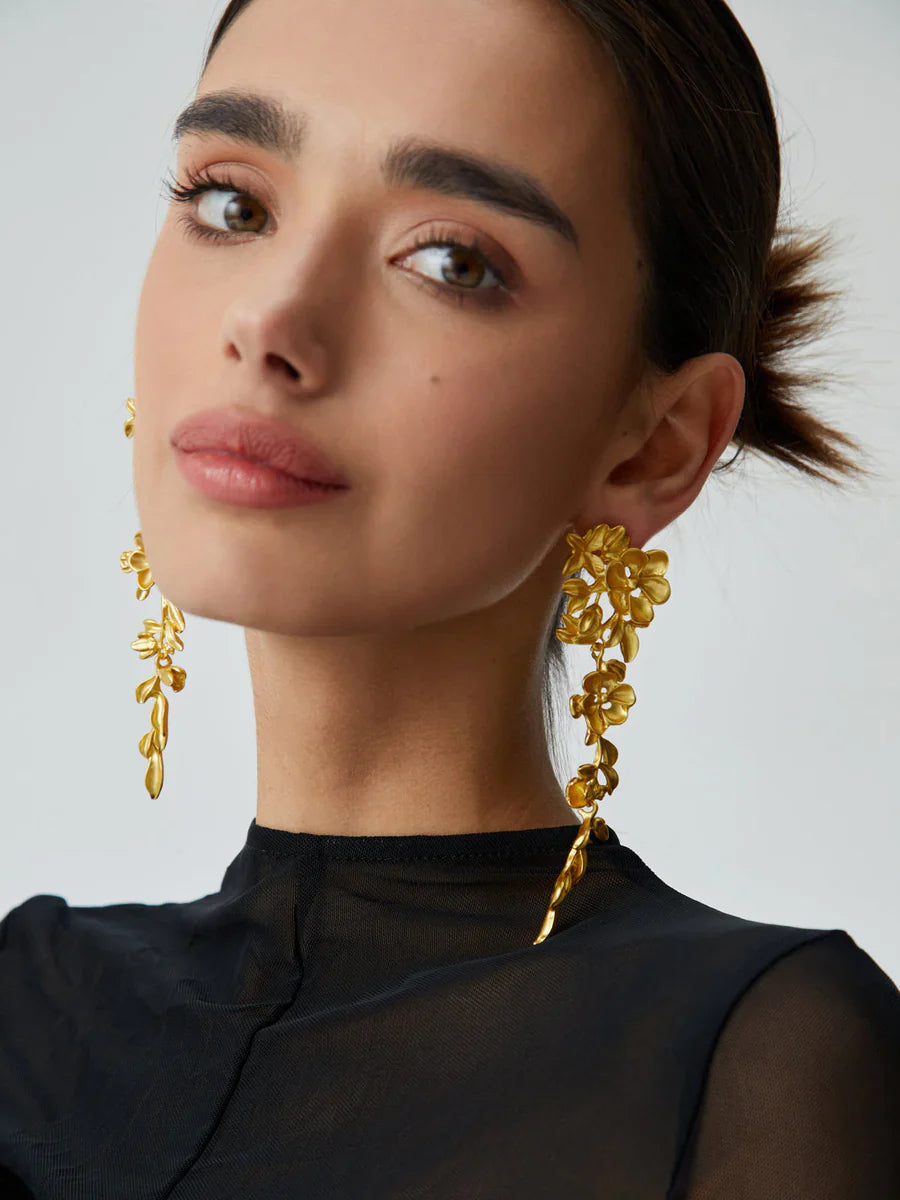 Luna | Boucles D'Oreilles à Franges Florales pour Femme