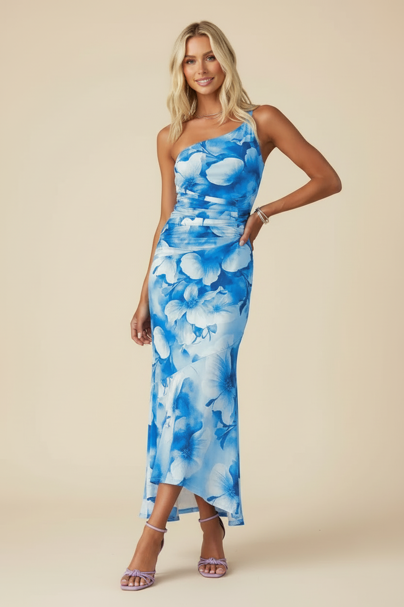Marissa | Robe Longue Florale à une Épaule de Mariage pour Femme