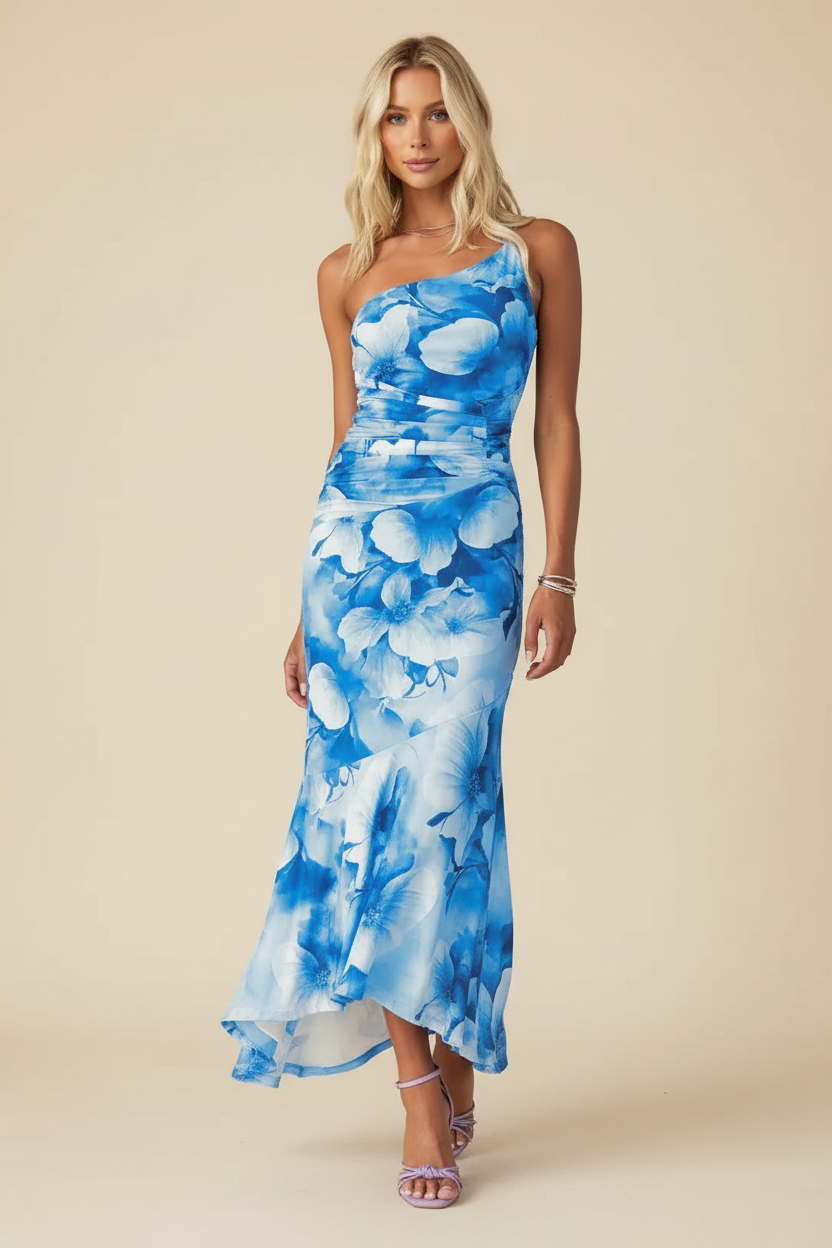 Marissa | Robe Longue Florale à une Épaule de Mariage pour Femme