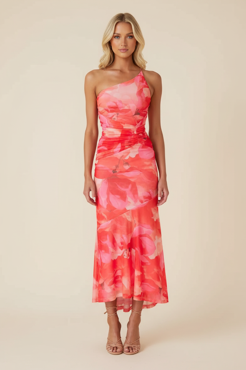 Marissa | Robe Longue Florale à une Épaule de Mariage pour Femme