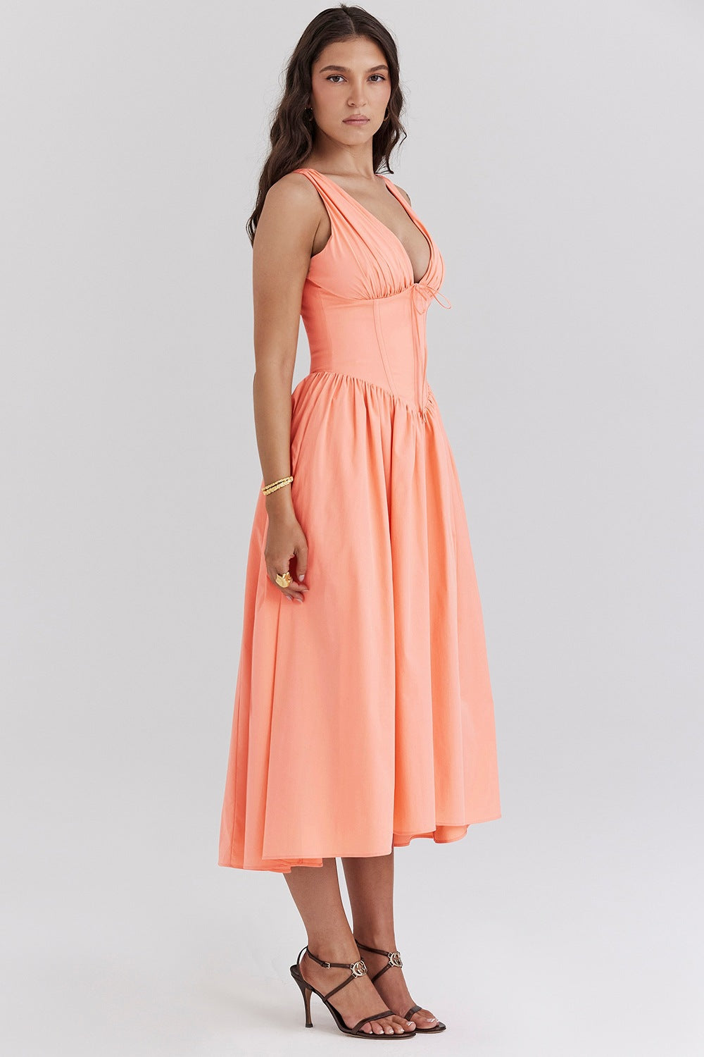 Michelle | Robe Midi Fleurie Sans Manches de Printemps pour Femmes
