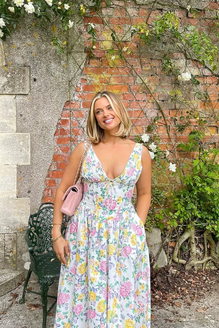 Michelle | Robe de Printemps Midi Sans Manches à Fleurs pour Femme