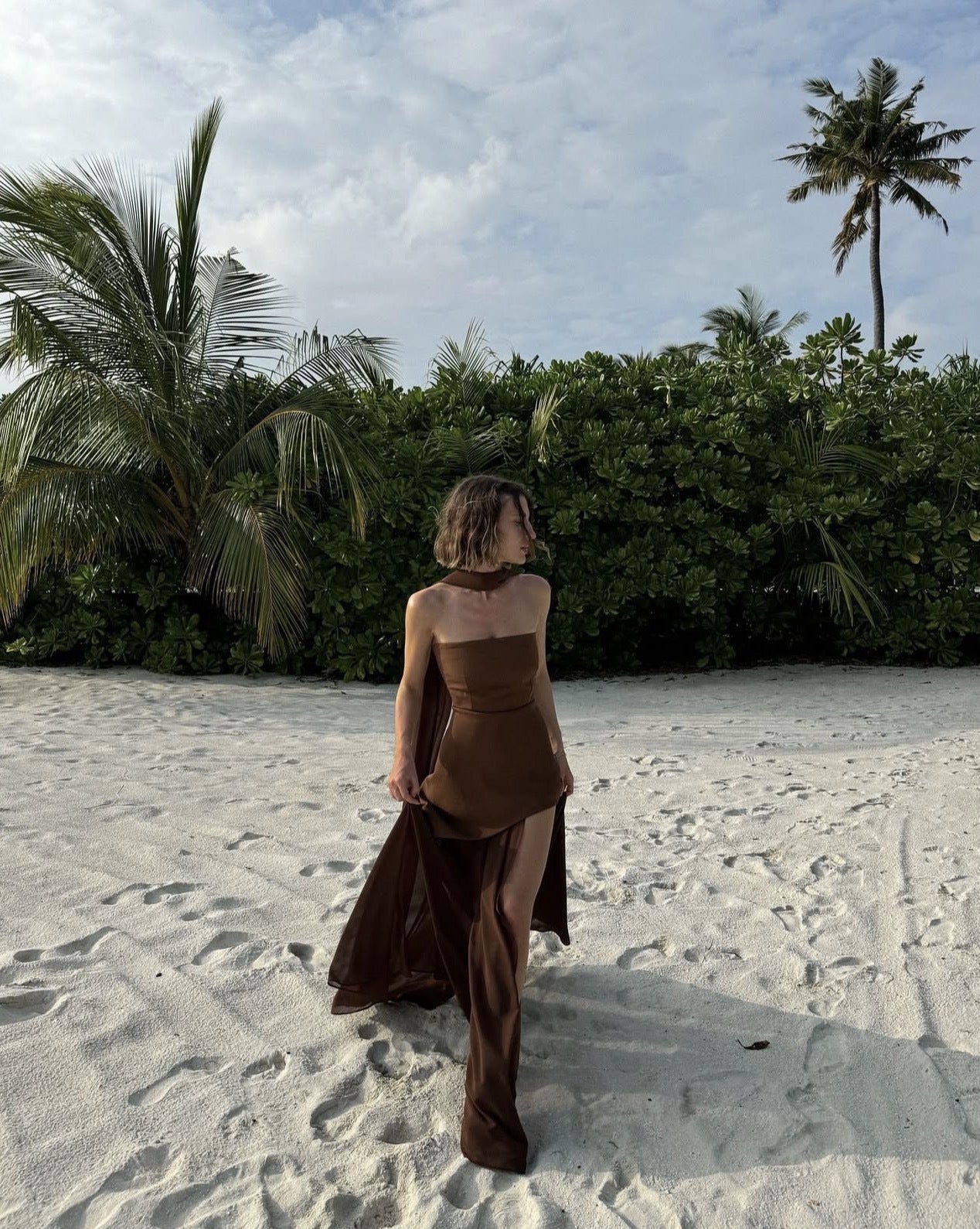 Noella | Robe Longue Bustier Avec Écharpe pour Invitée de Mariage
