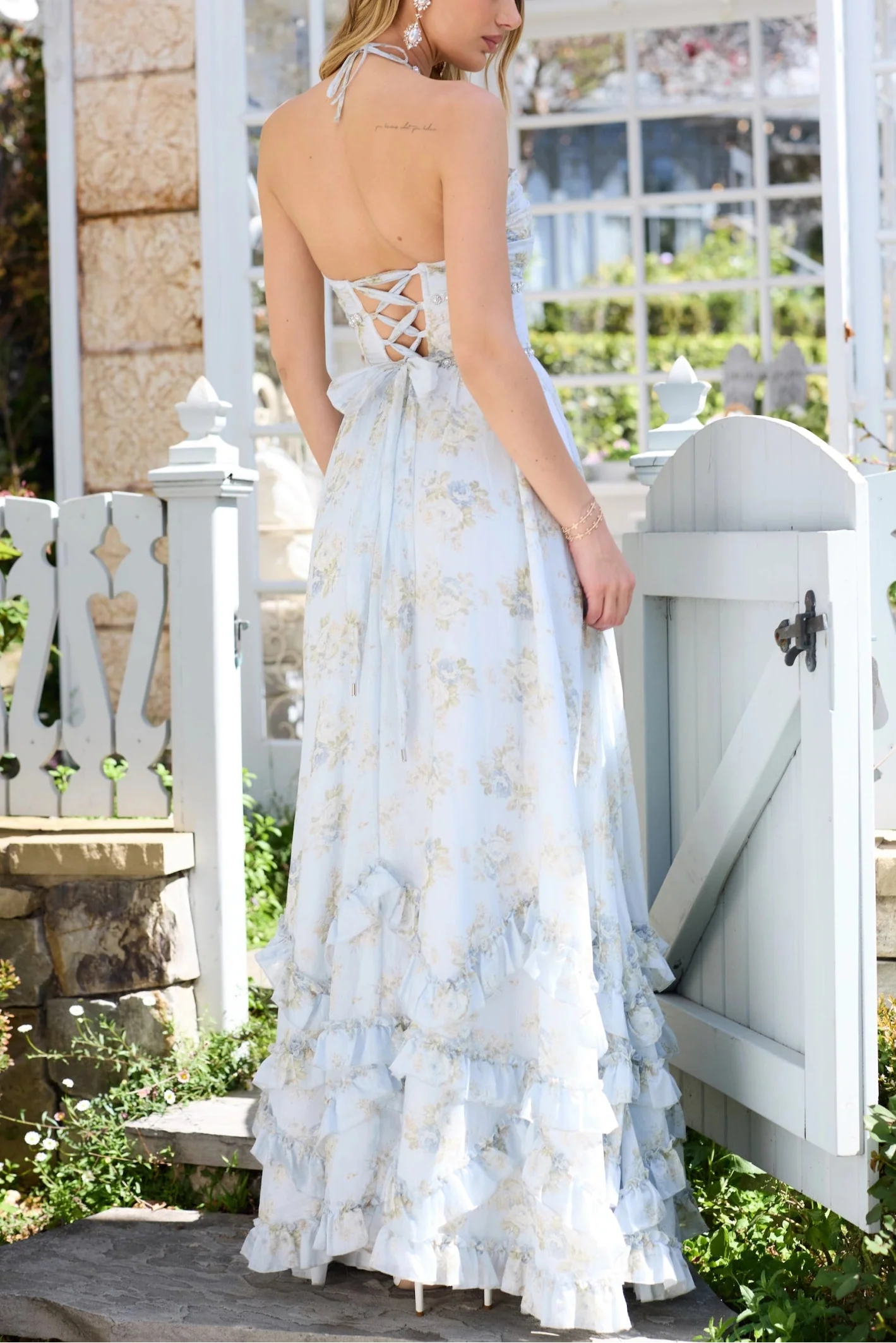Paulena | Robe Longue Fleurie Fendue pour Invitée de Mariage pour Femme