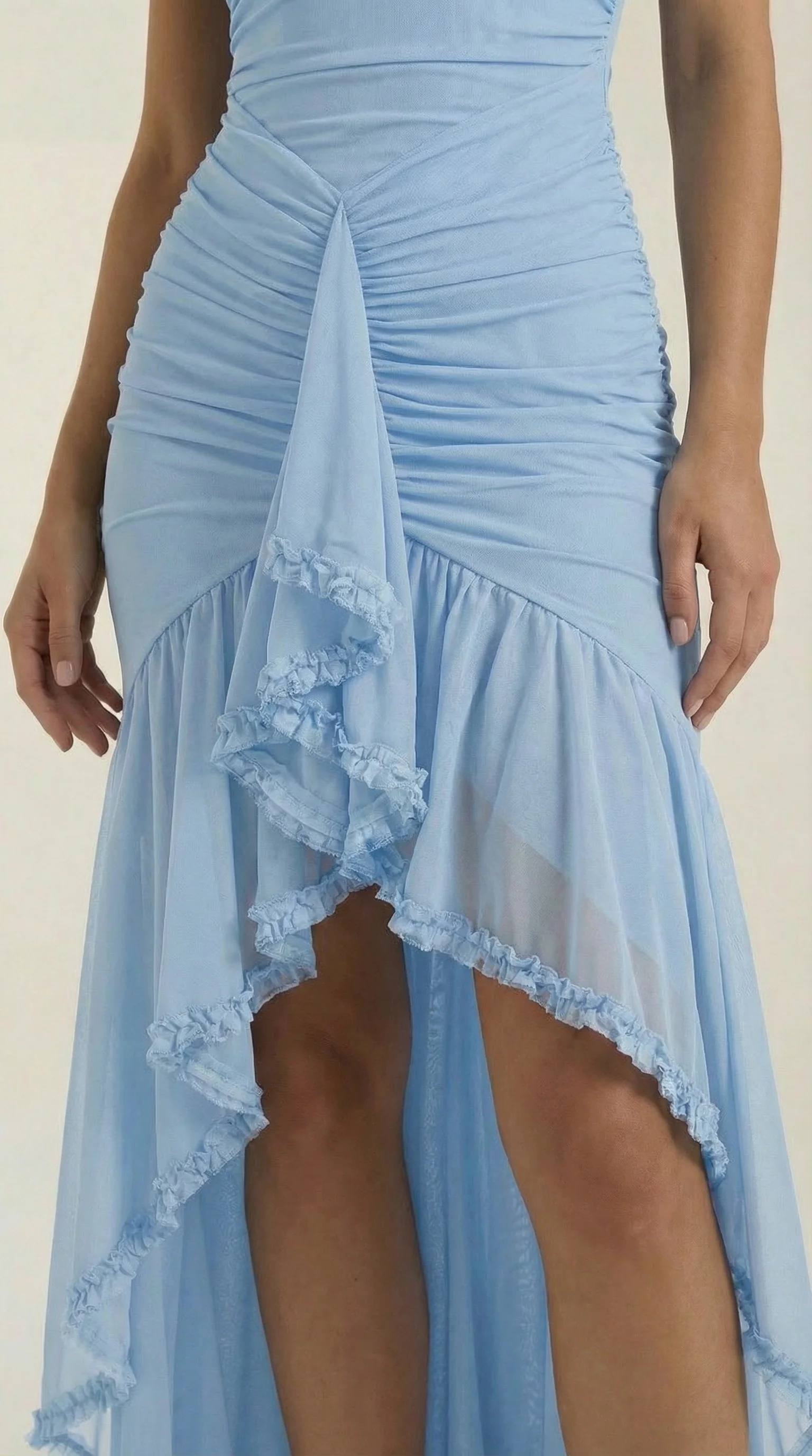 Phoebe | Robe de Cocktail Longue Sans Manches à Volants pour Femme