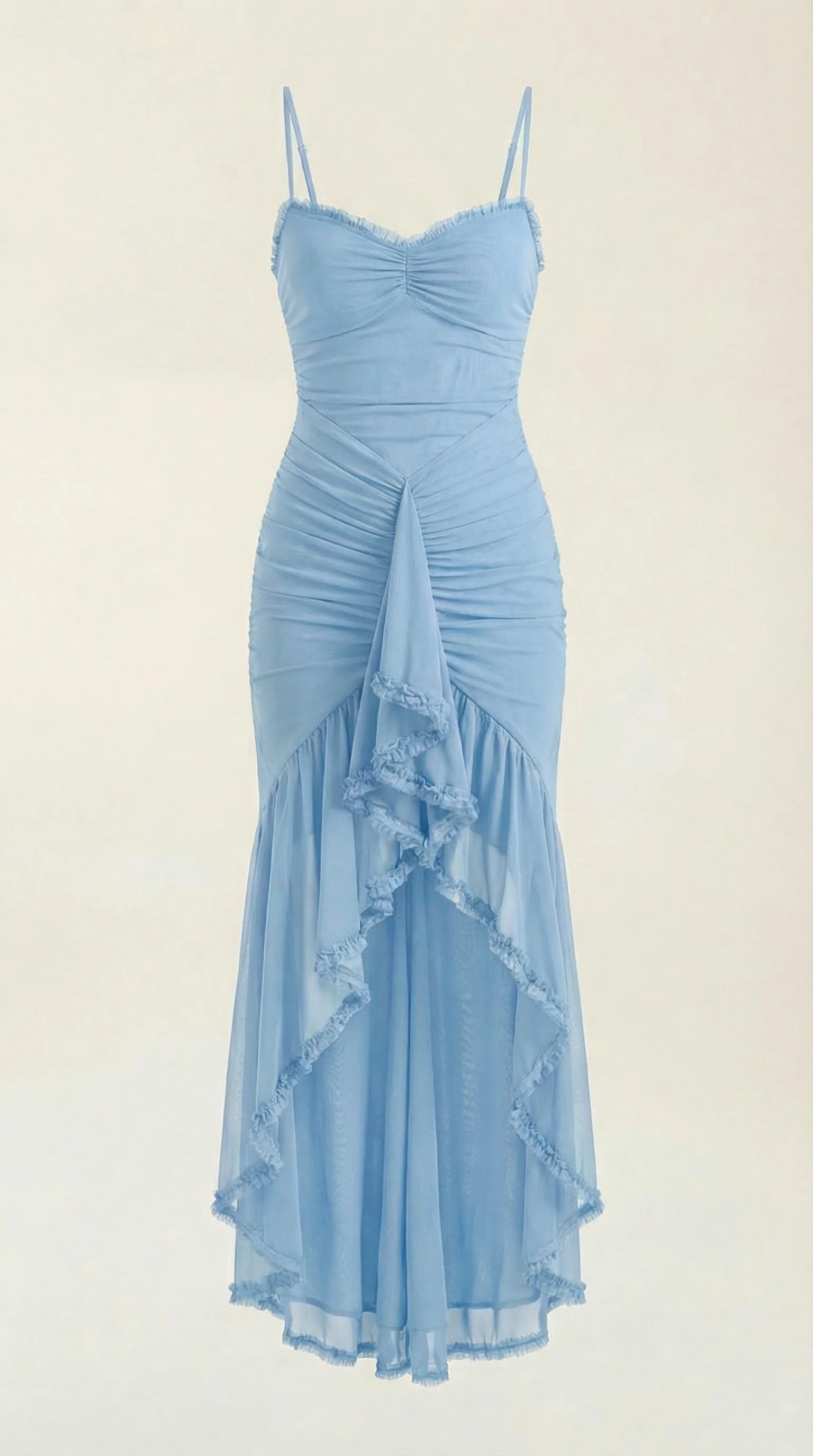 Phoebe | Robe de Cocktail Longue Sans Manches à Volants pour Femme