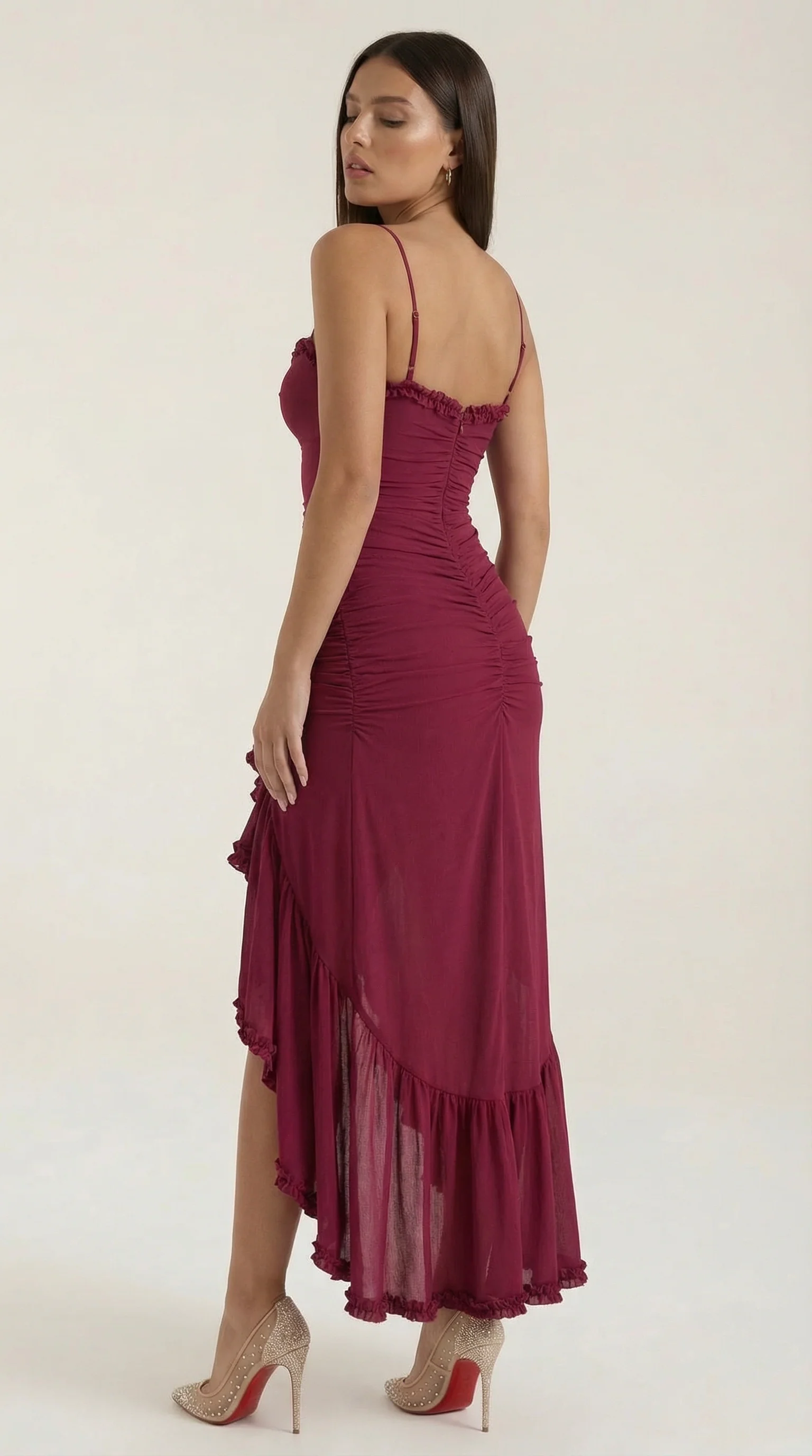 Phoebe | Robe Longue Sans Manches à Volants pour Invitée de Mariage pour Femme