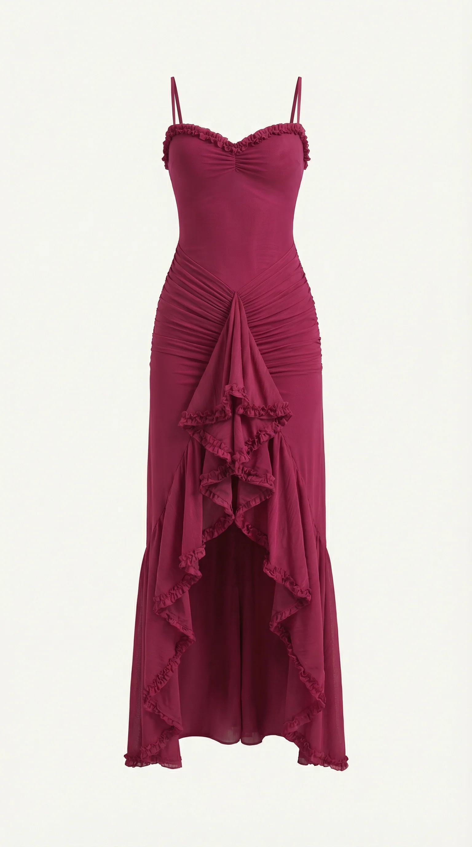 Phoebe | Robe de Cocktail Longue Sans Manches à Volants pour Femme